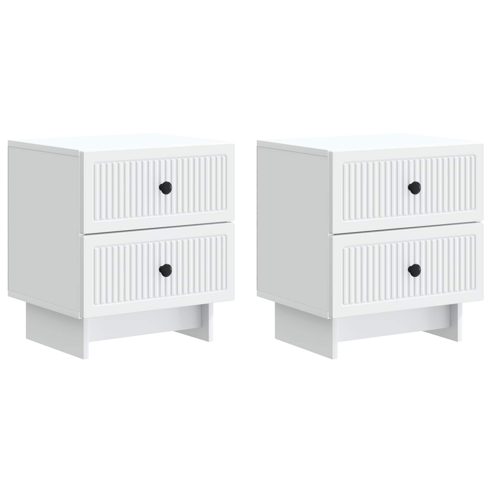 Šalia lovos spintelė su stalčių 2 pcs Balta 43 x 34,5 x 47,5 cm