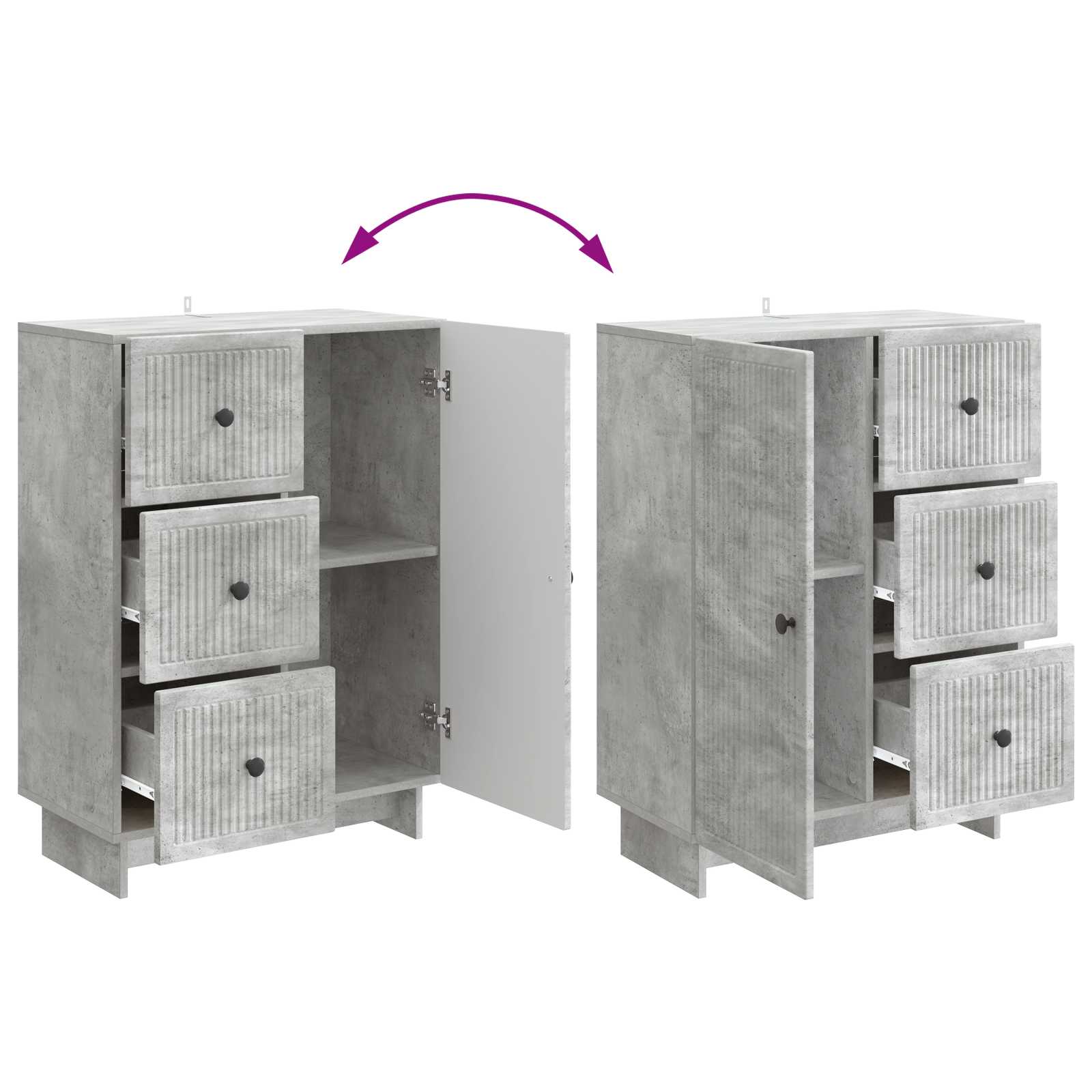 Kabalas Betono pilka 66 x 34,5 x 90 cm Apdirbta mediena