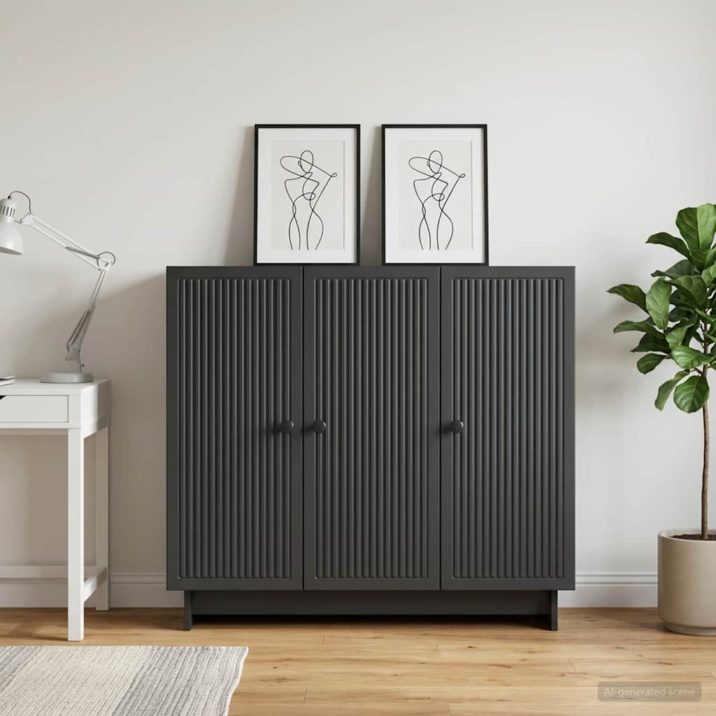 Kumode Melna 89 x 34,5 x 80 cm Apstrādāta koksne