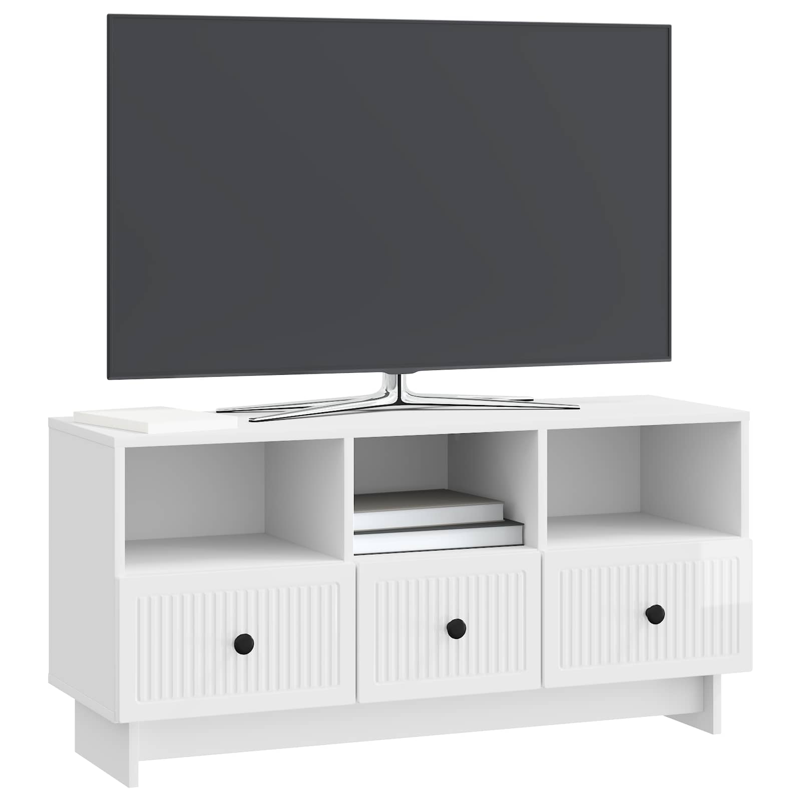 TV skapītis, īpaši spīdīgs, balts, 102 x 34,5 x 50 cm