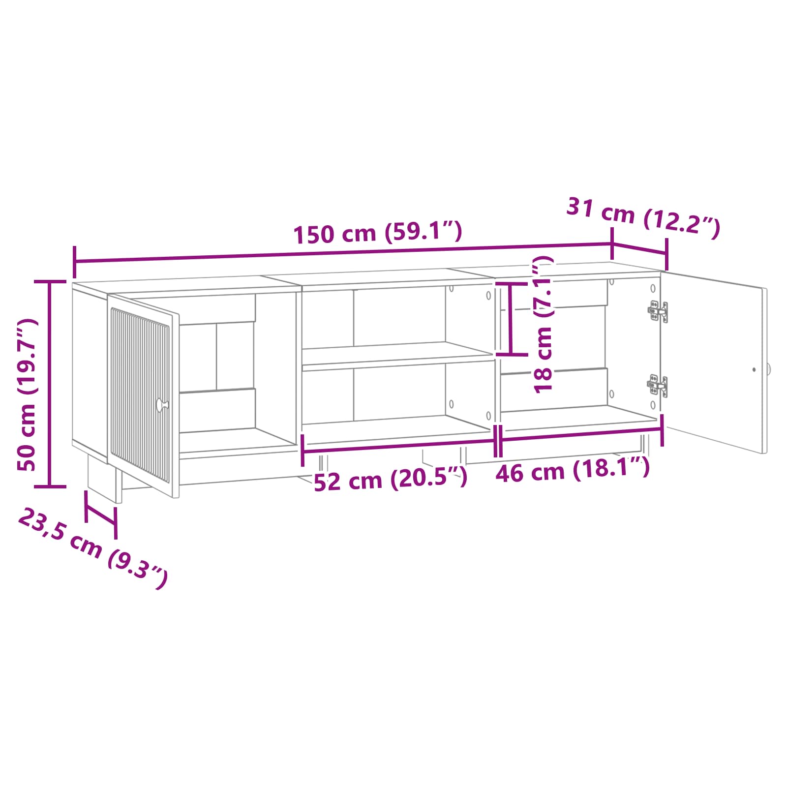 Televizoriaus spintelė Juodas 150 x 31 x 50 cm Dirbtinė mediena