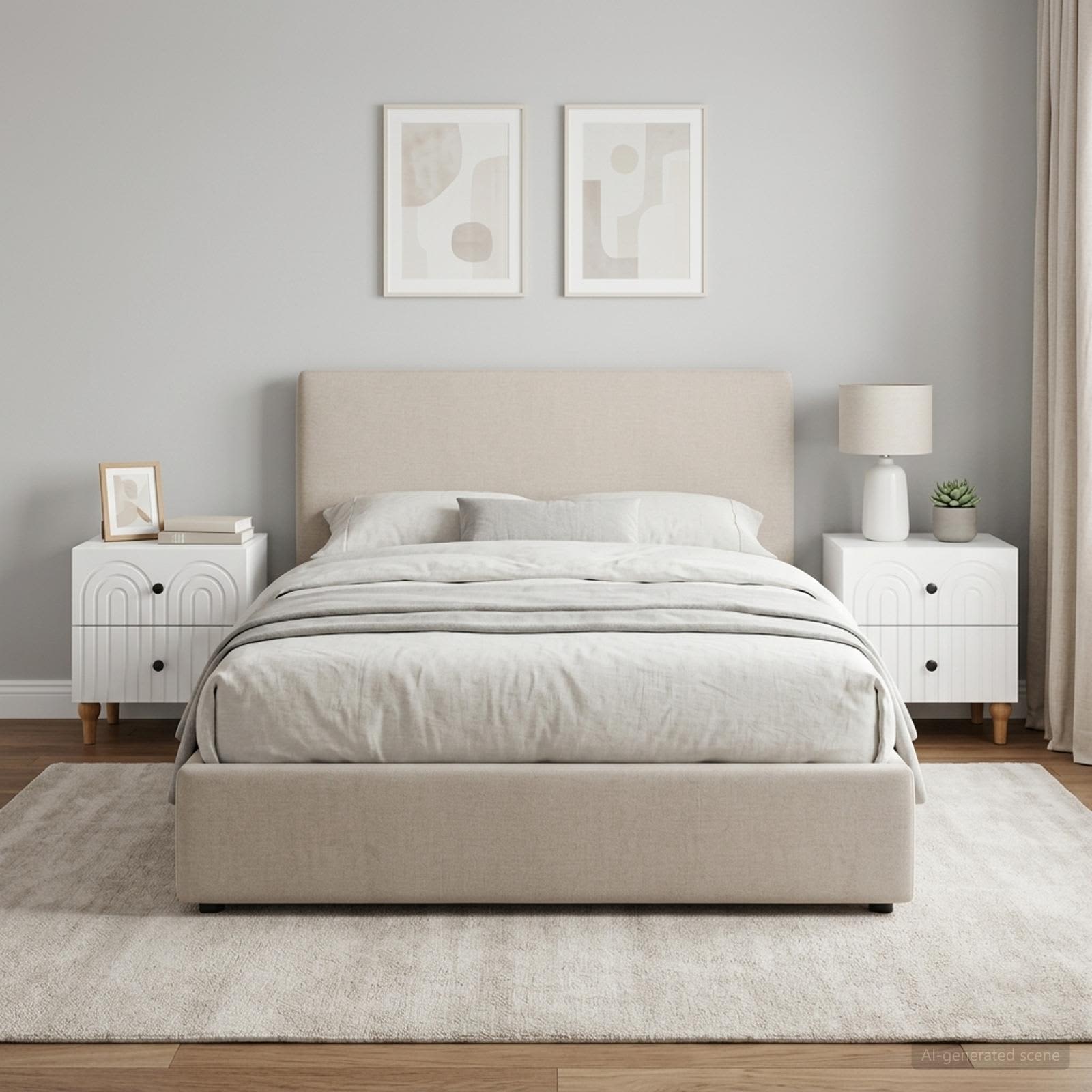 Šalia lovos spintelė 2 pcs Itin blizgi balta 43 x 34,5 x 48 cm
