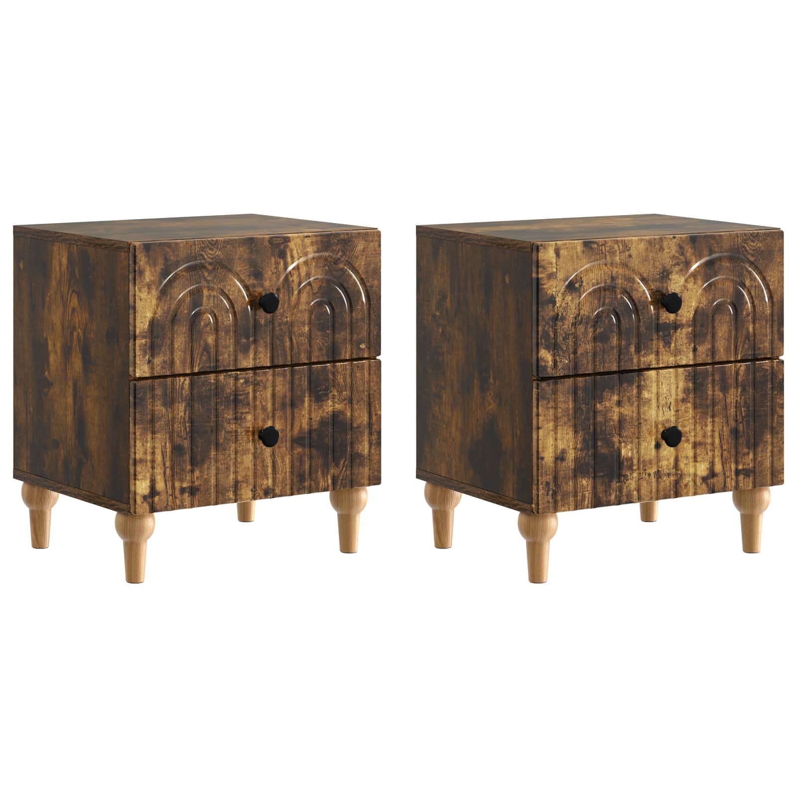 Šalia lovos spintelė 2 pcs Dūminio ąžuolo 43 x 34,5 x 48 cm