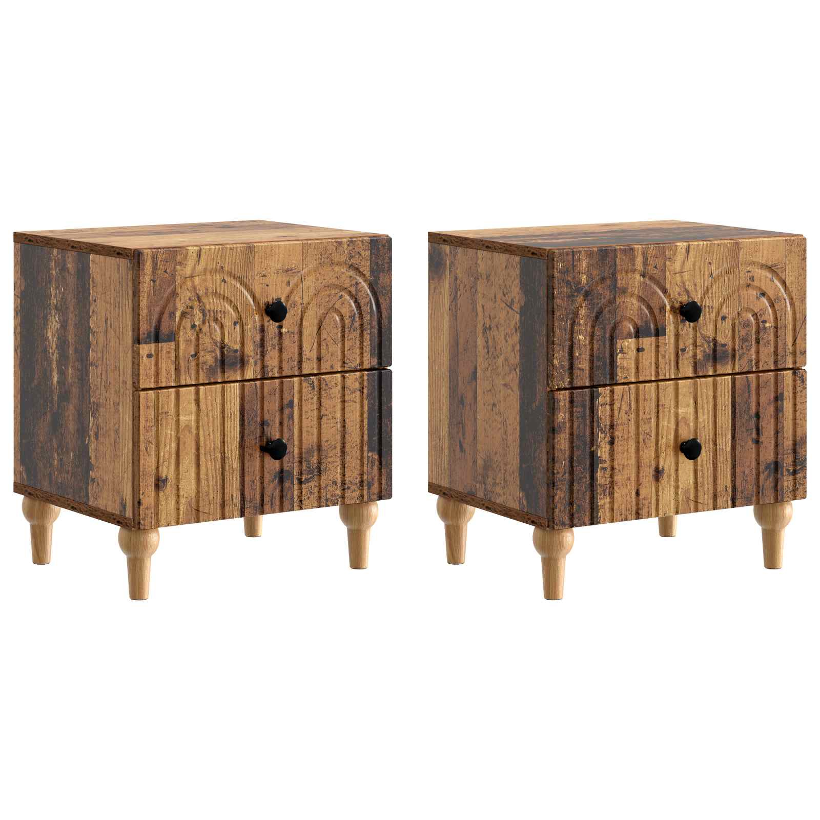 Šalia lovos spintelė 2 pcs Sendintos medienos 43 x 34,5 x 48 cm