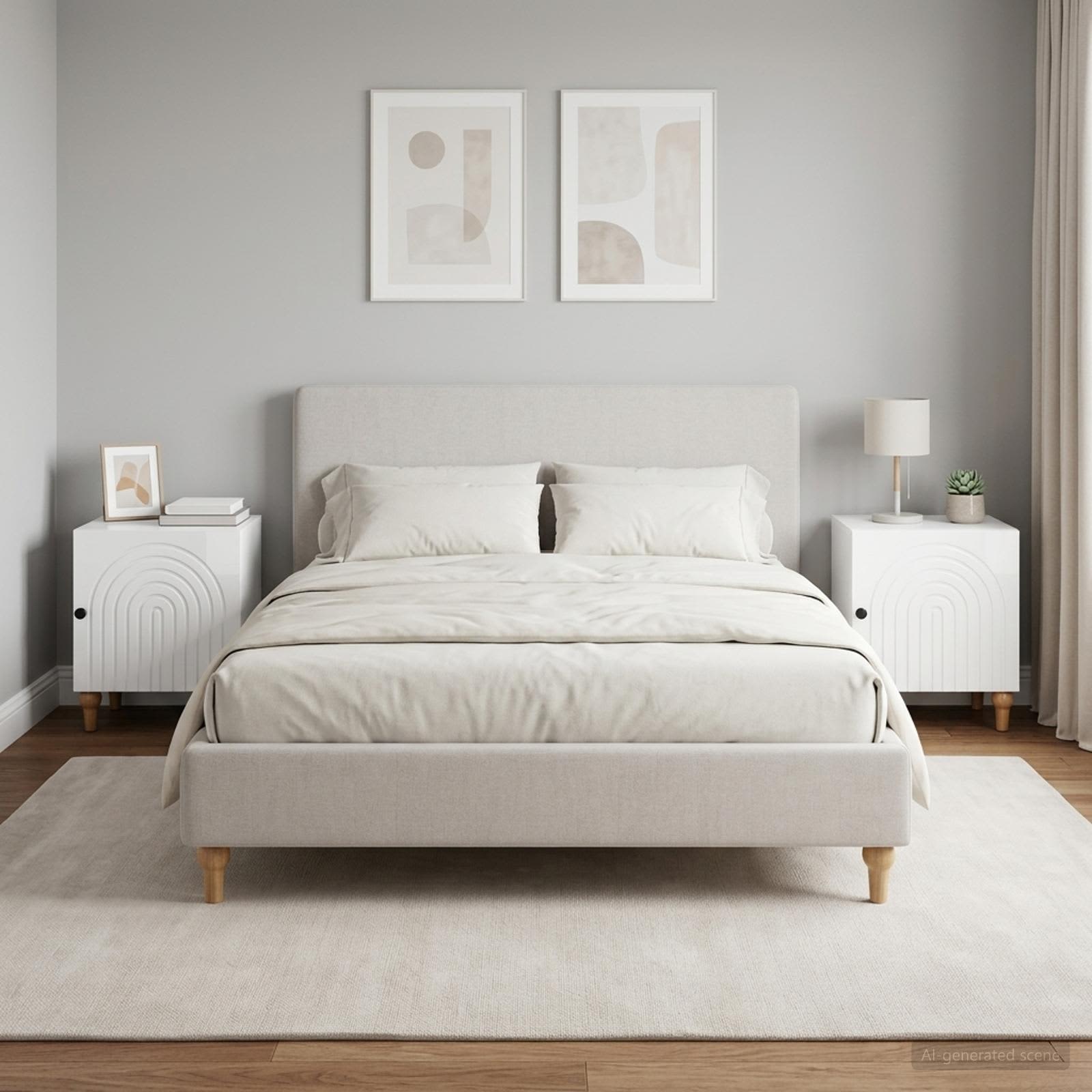 Šalia lovos spintelė 2 pcs Itin blizgi balta 43 x 34,5 x 50 cm