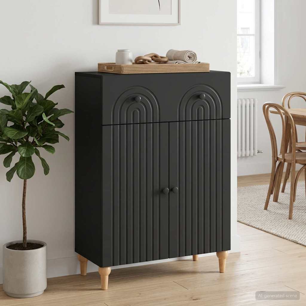 Kabalas su stalčių Juoda 66 x 34,5 x 90 cm Apdirbta mediena
