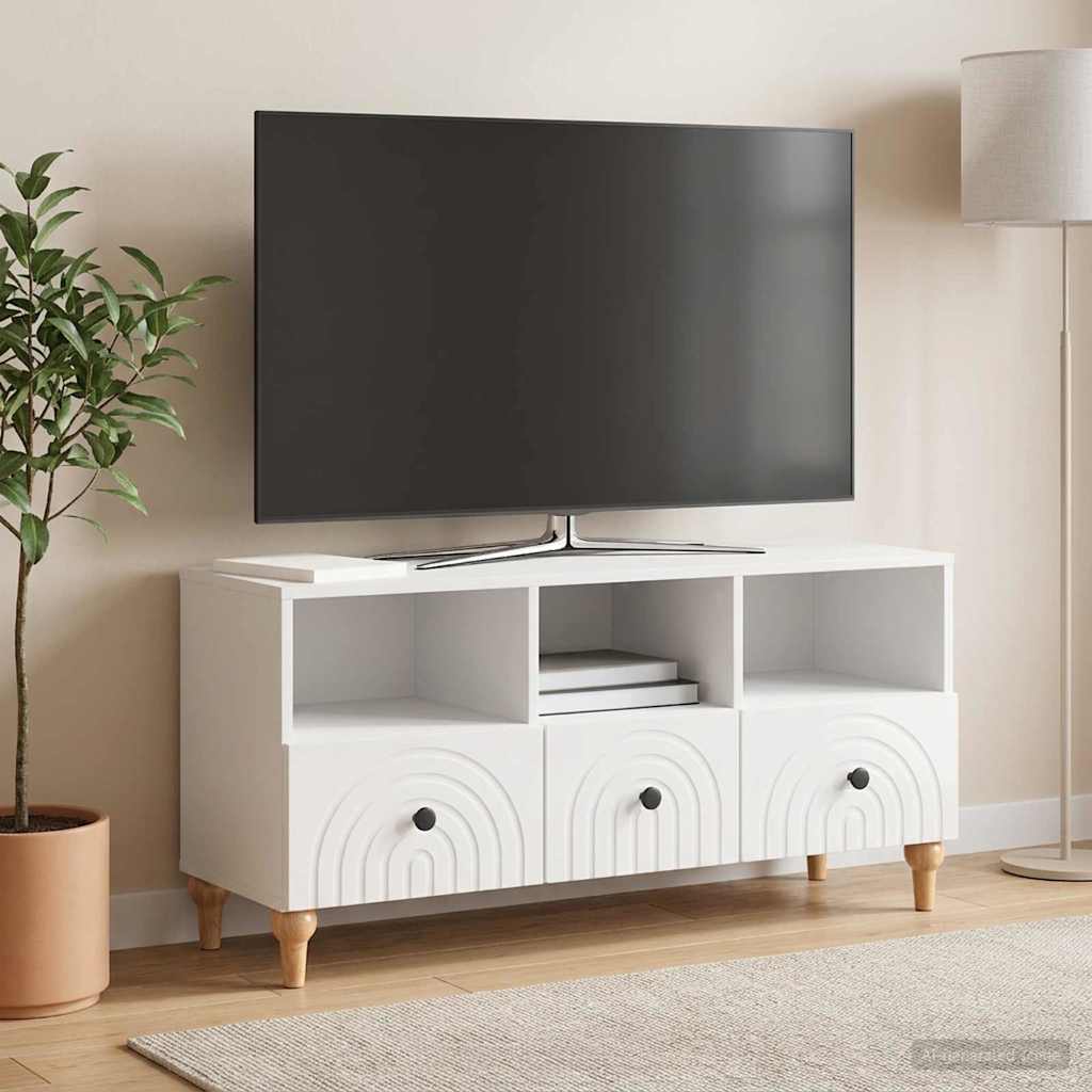 TV Cabinet High Gloss White Engineered Wood