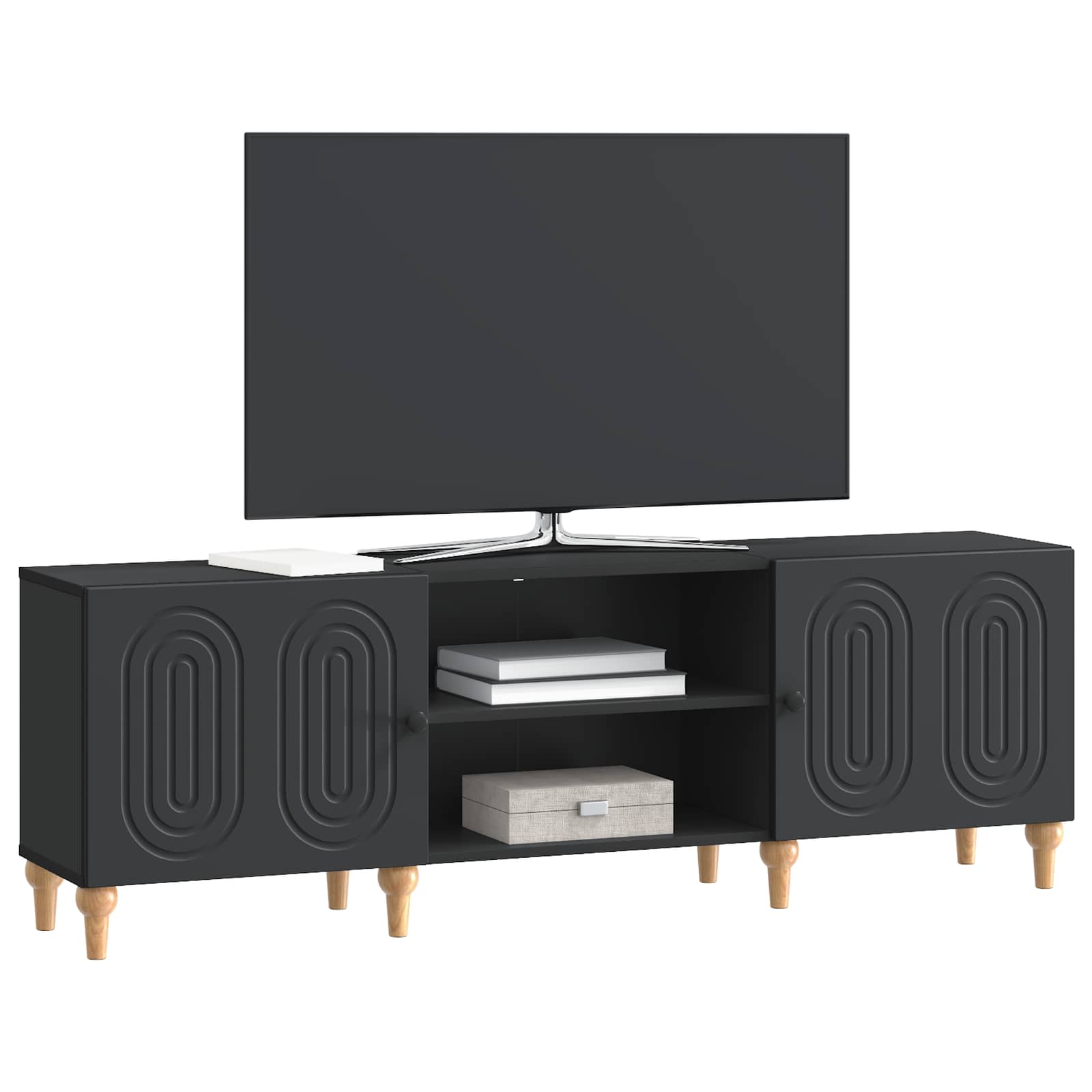 TV skapītis melns 150x31x50 cm inženierijas koks