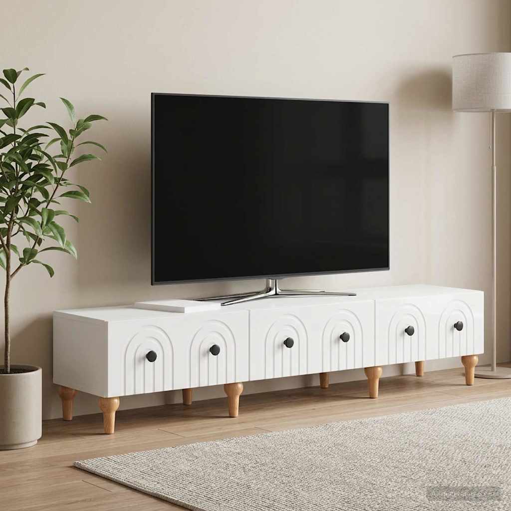 TV skapītis, īpaši spīdīgs balts, 147 x 34,5 x 30 cm