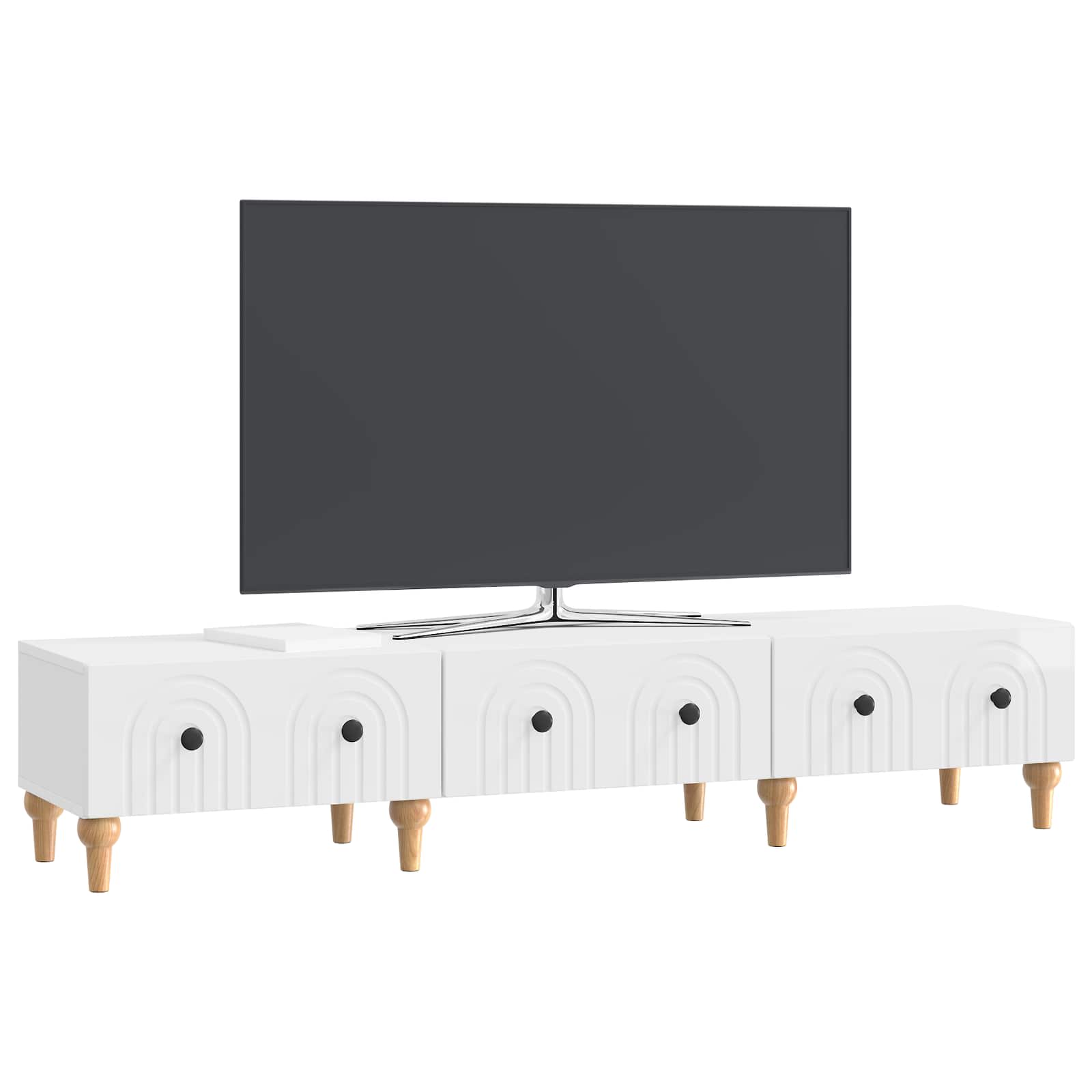 TV skapītis, īpaši spīdīgs balts, 147 x 34,5 x 30 cm