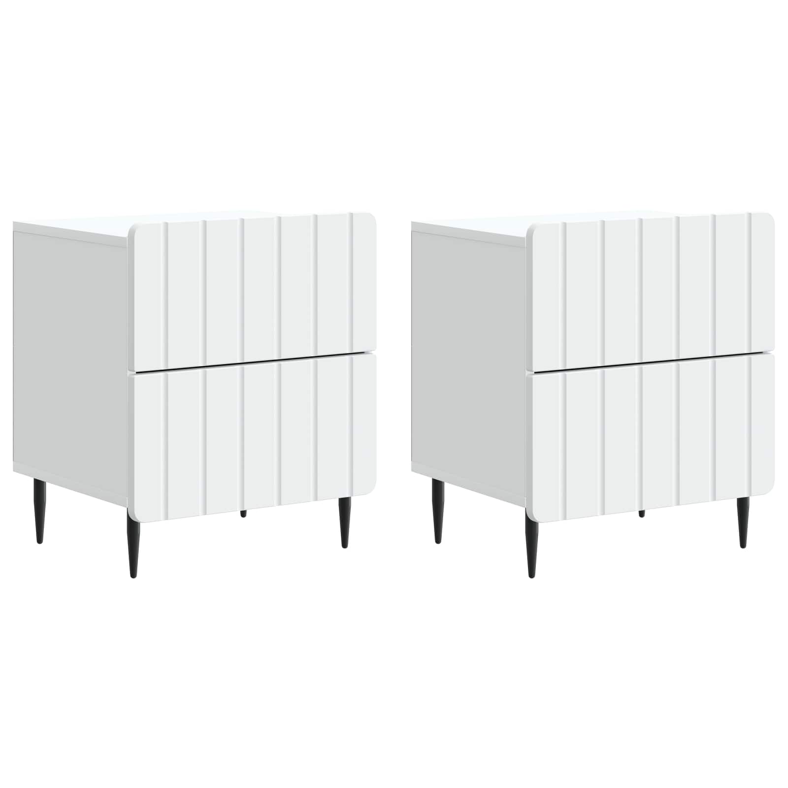 Šalia lovos spintelė su stalčių 2 pcs Balta 43 x 34,5 x 49,5 cm