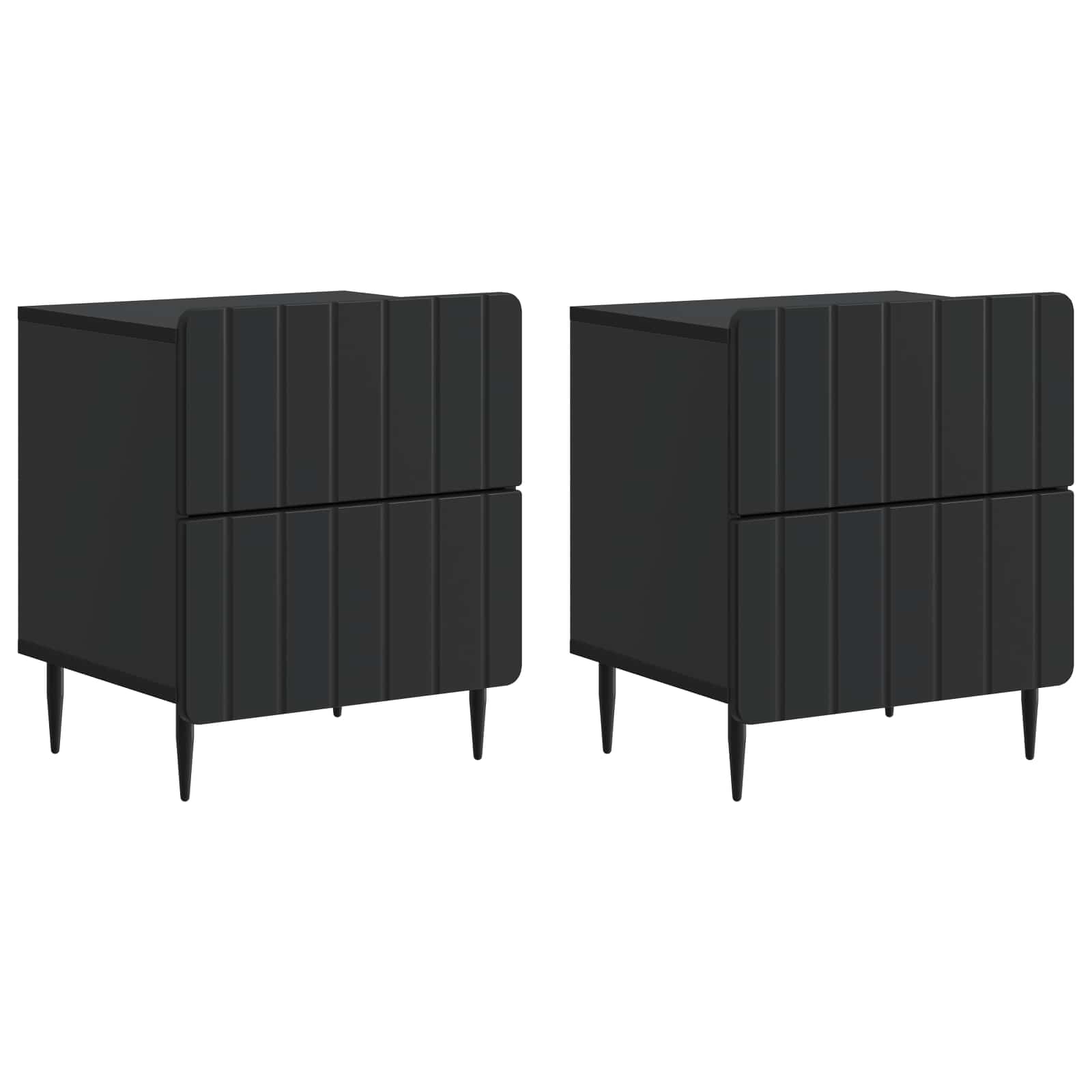 Šalia lovos spintelė su stalčių 2 pcs Juoda 43 x 34,5 x 49,5 cm