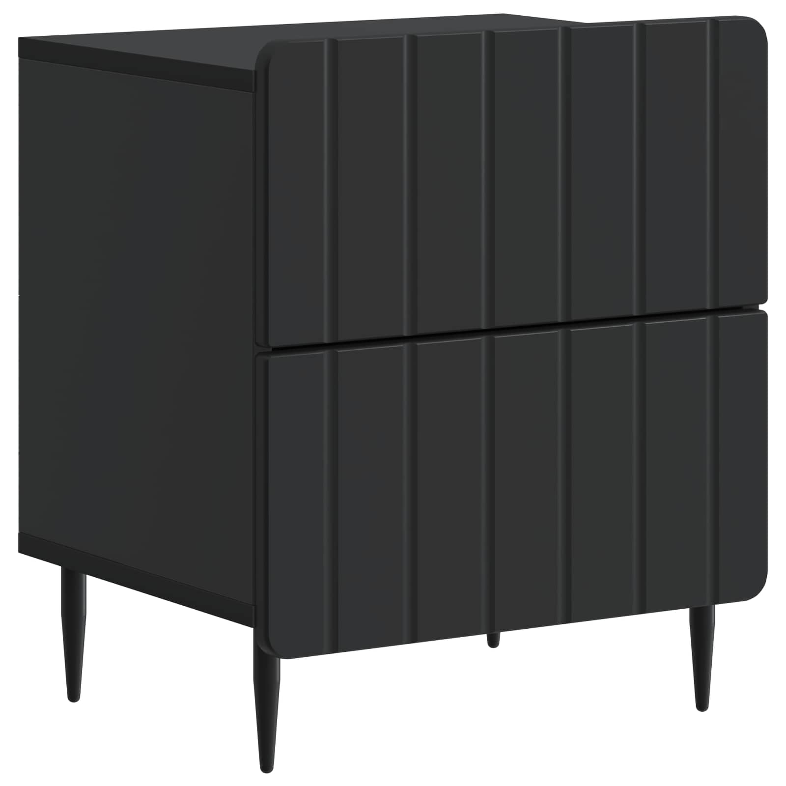 Šalia lovos spintelė su stalčių 2 pcs Juoda 43 x 34,5 x 49,5 cm