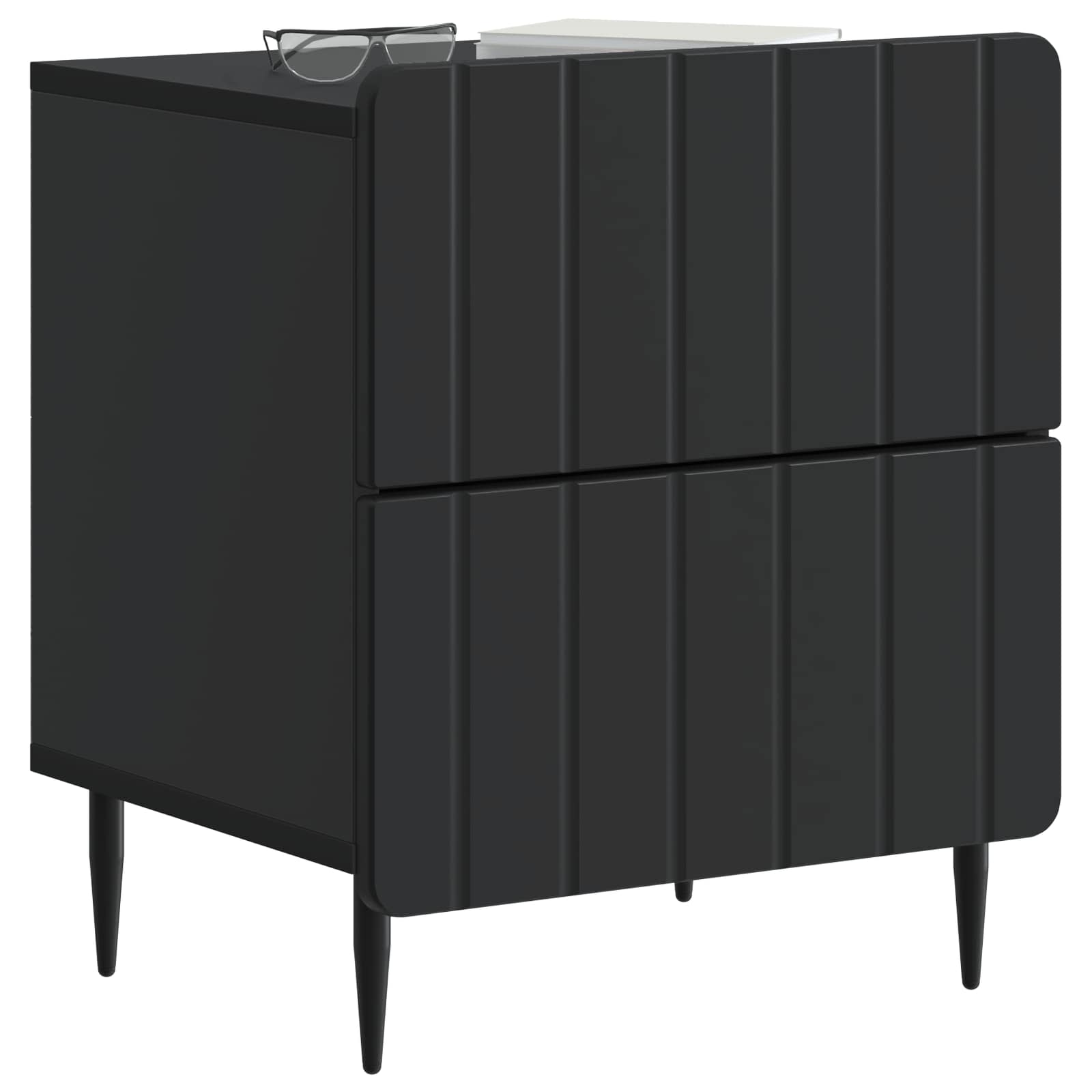 Šalia lovos spintelė su stalčių 2 pcs Juoda 43 x 34,5 x 49,5 cm