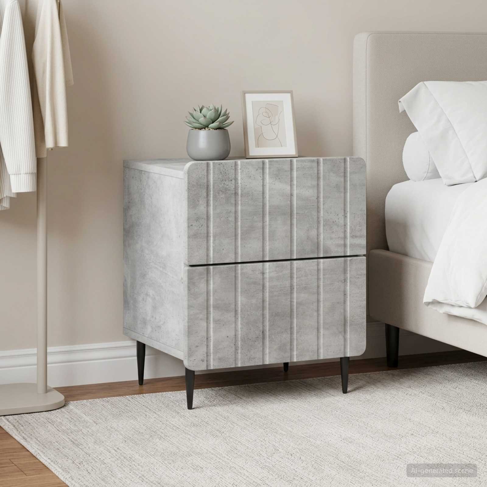 Šalia lovos spintelė 2 pcs Betono pilka 43 x 34,5 x 49,5 cm