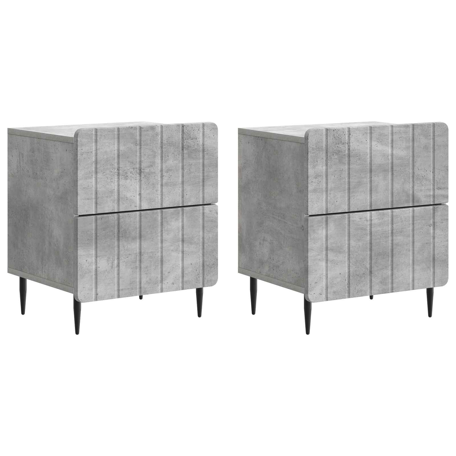 Šalia lovos spintelė 2 pcs Betono pilka 43 x 34,5 x 49,5 cm