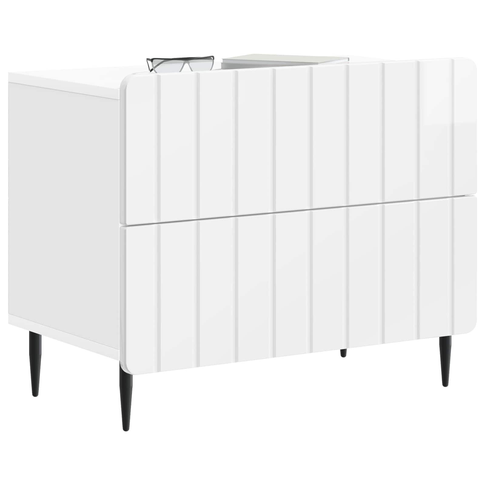 Šalia lovos spintelė Itin blizgi balta 62 x 34,5 x 49,5 cm