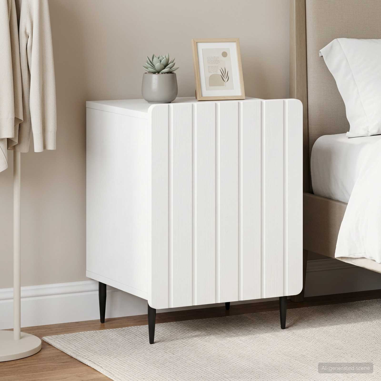 Šalia lovos spintelė 2 pcs Balta 43 x 34,5 x 52 cm