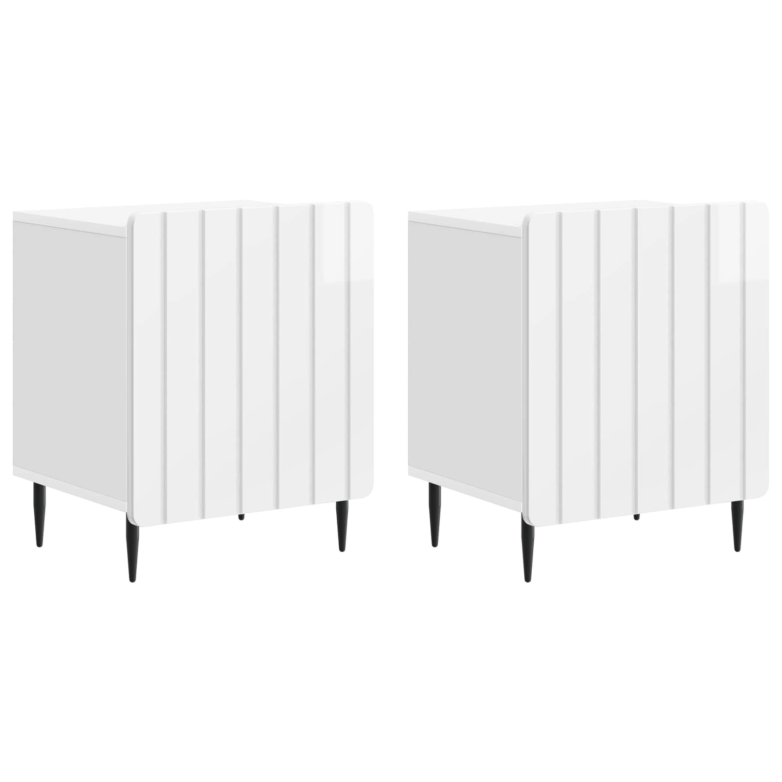 Šalia lovos spintelė 2 pcs Itin blizgi balta 43 x 34,5 x 52 cm