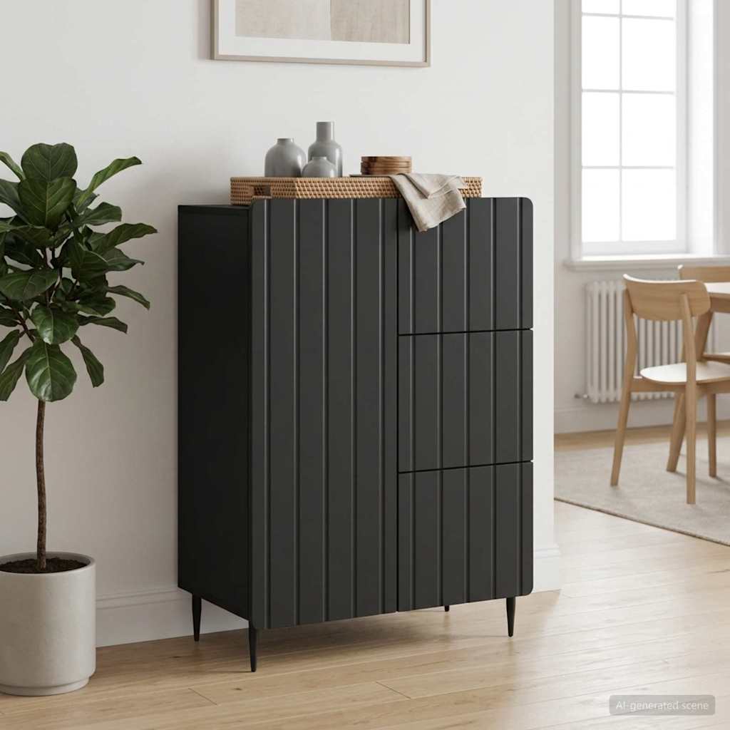 Kumode ar atvilktnēm Melna 66 x 34,5 x 91,5 cm Apstrādāta koksne