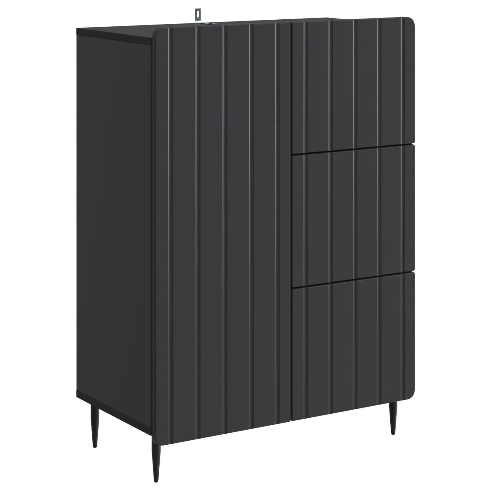 Kumode ar atvilktnēm Melna 66 x 34,5 x 91,5 cm Apstrādāta koksne