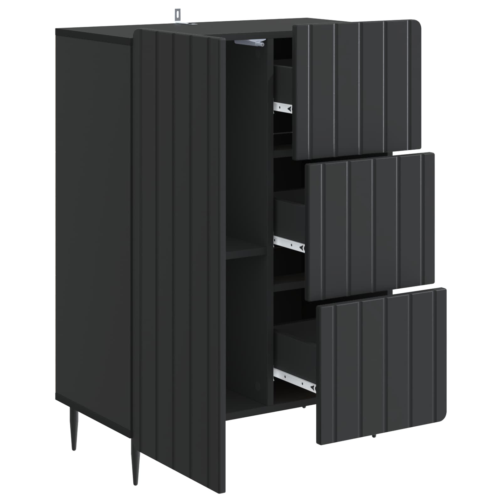 Kumode ar atvilktnēm Melna 66 x 34,5 x 91,5 cm Apstrādāta koksne