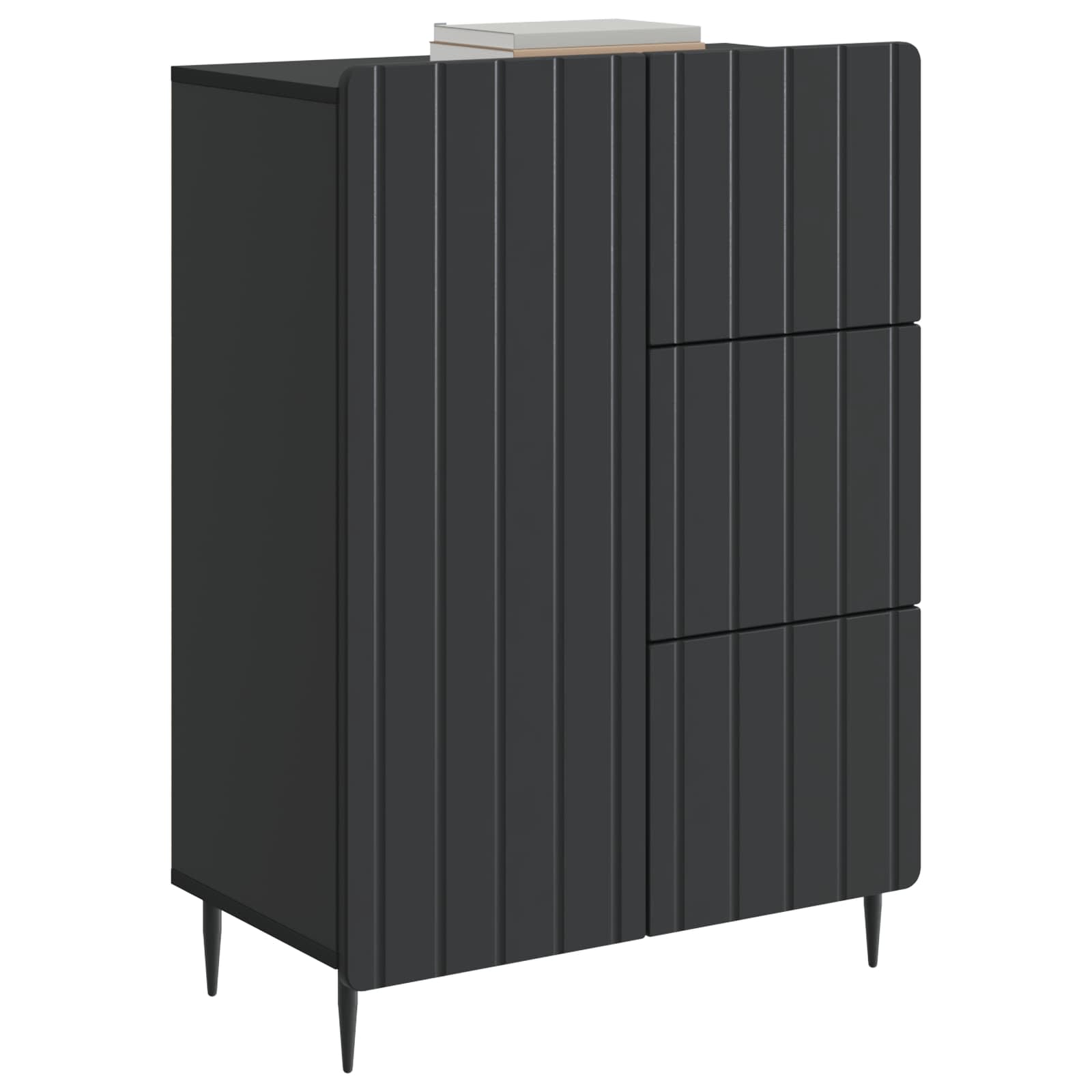 Kumode ar atvilktnēm Melna 66 x 34,5 x 91,5 cm Apstrādāta koksne