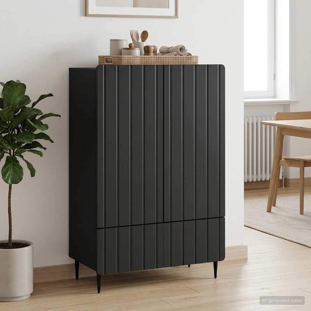 Kabalas su stalčių Juoda 66 x 34,5 x 97 cm Apdirbta mediena