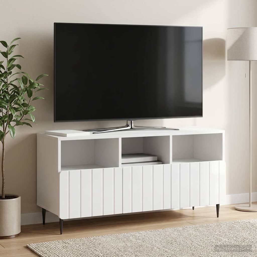 TV skapītis, īpaši spīdīgs, balts, 102 x 34,5 x 50 cm