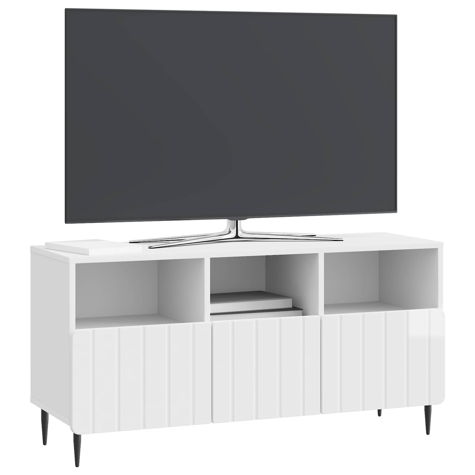 TV skapītis, īpaši spīdīgs, balts, 102 x 34,5 x 50 cm