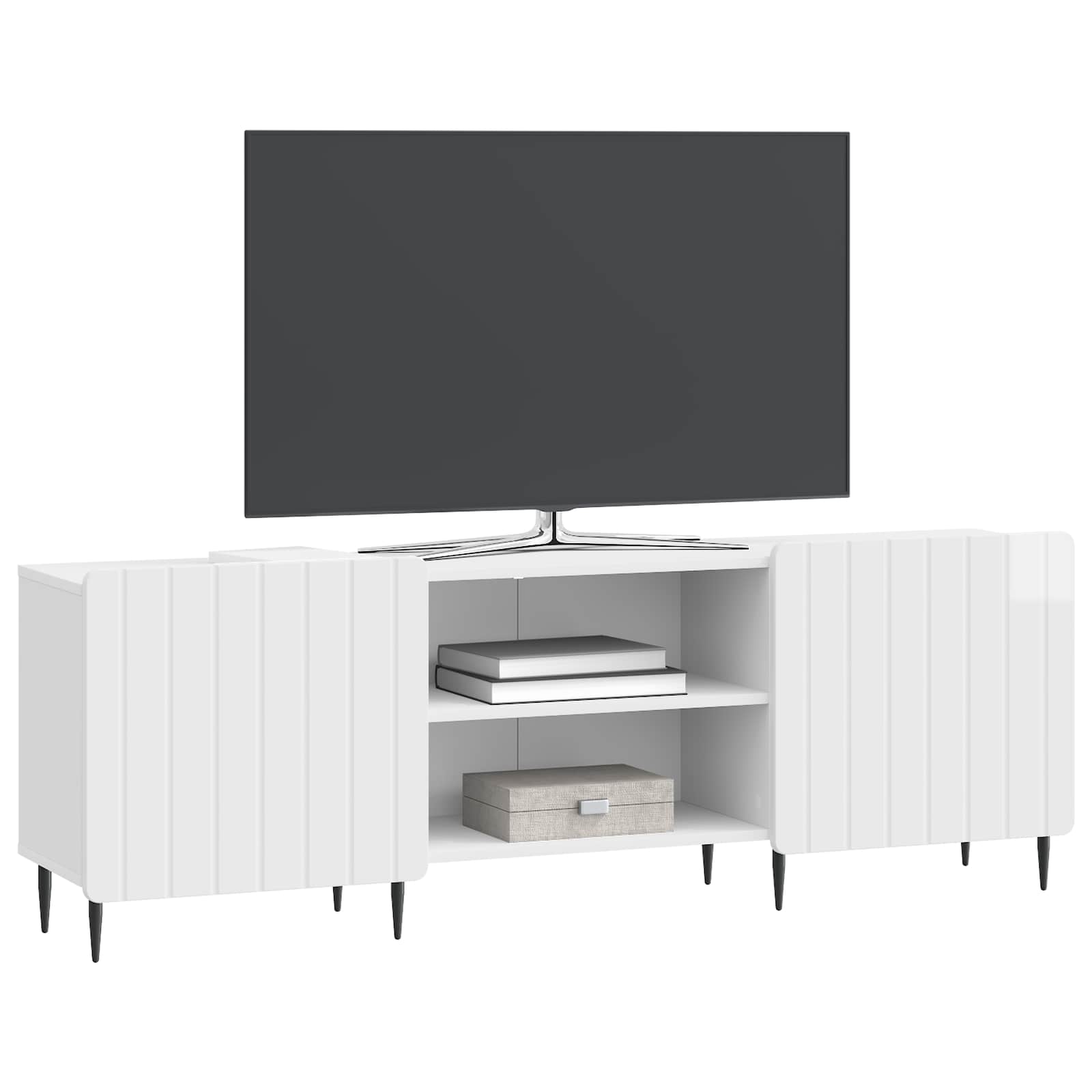 TV galdiņš spīdīgi balts 150 x 31 x 52 cm