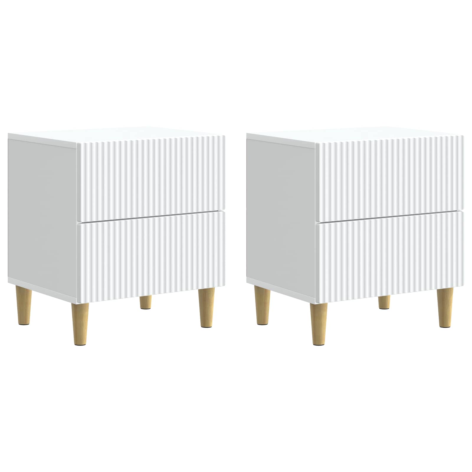 Šalia lovos spintelė su stalčių 2 pcs Balta 43 x 34,5 x 48 cm