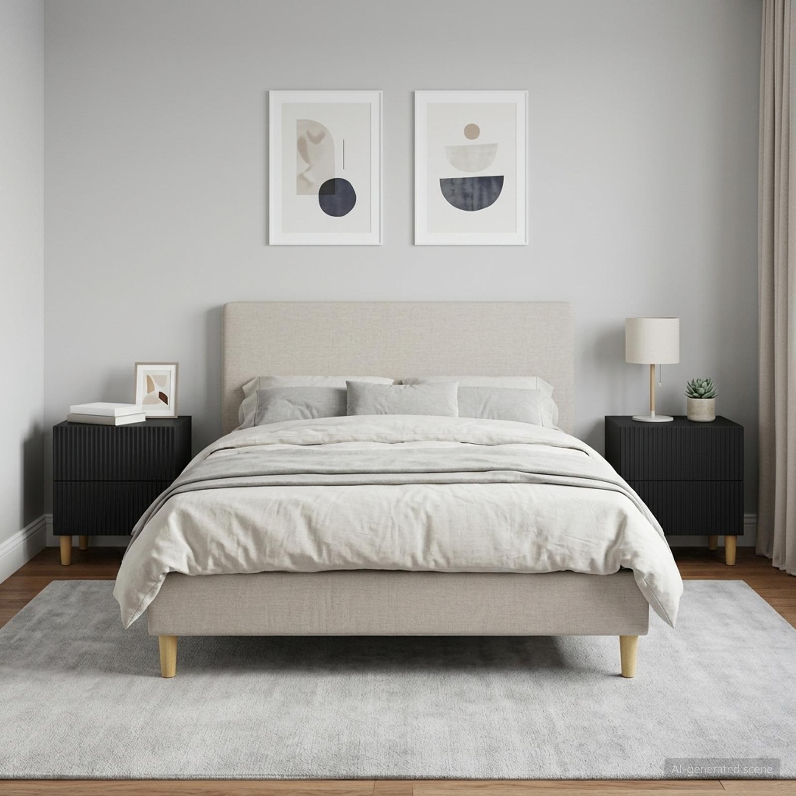 Šalia lovos spintelė su stalčių 2 pcs Juoda 43 x 34,5 x 48 cm