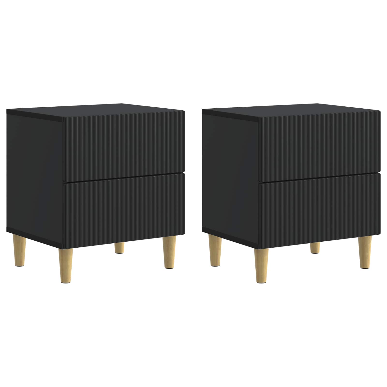 Šalia lovos spintelė su stalčių 2 pcs Juoda 43 x 34,5 x 48 cm
