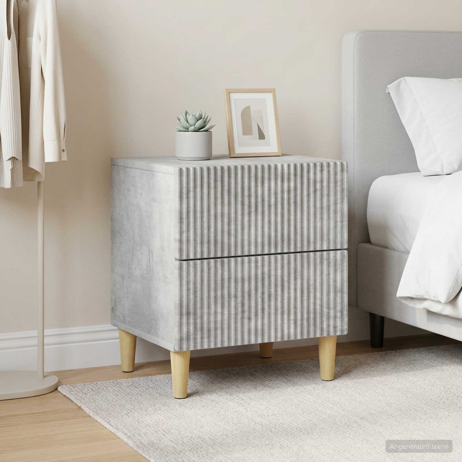 Šalia lovos spintelė 2 pcs Betono pilka 43 x 34,5 x 48 cm