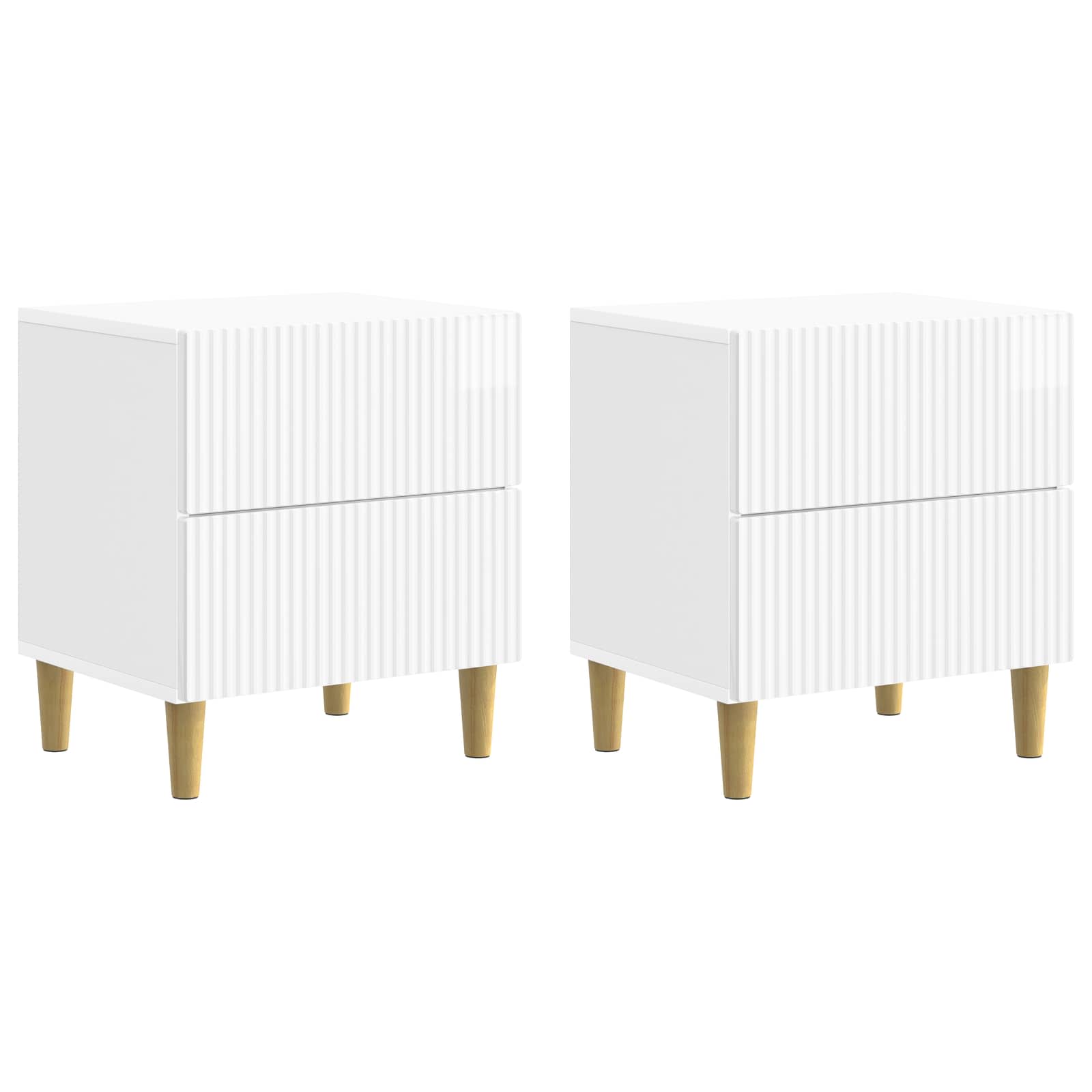 Šalia lovos spintelė 2 pcs Itin blizgi balta 43 x 34,5 x 48 cm