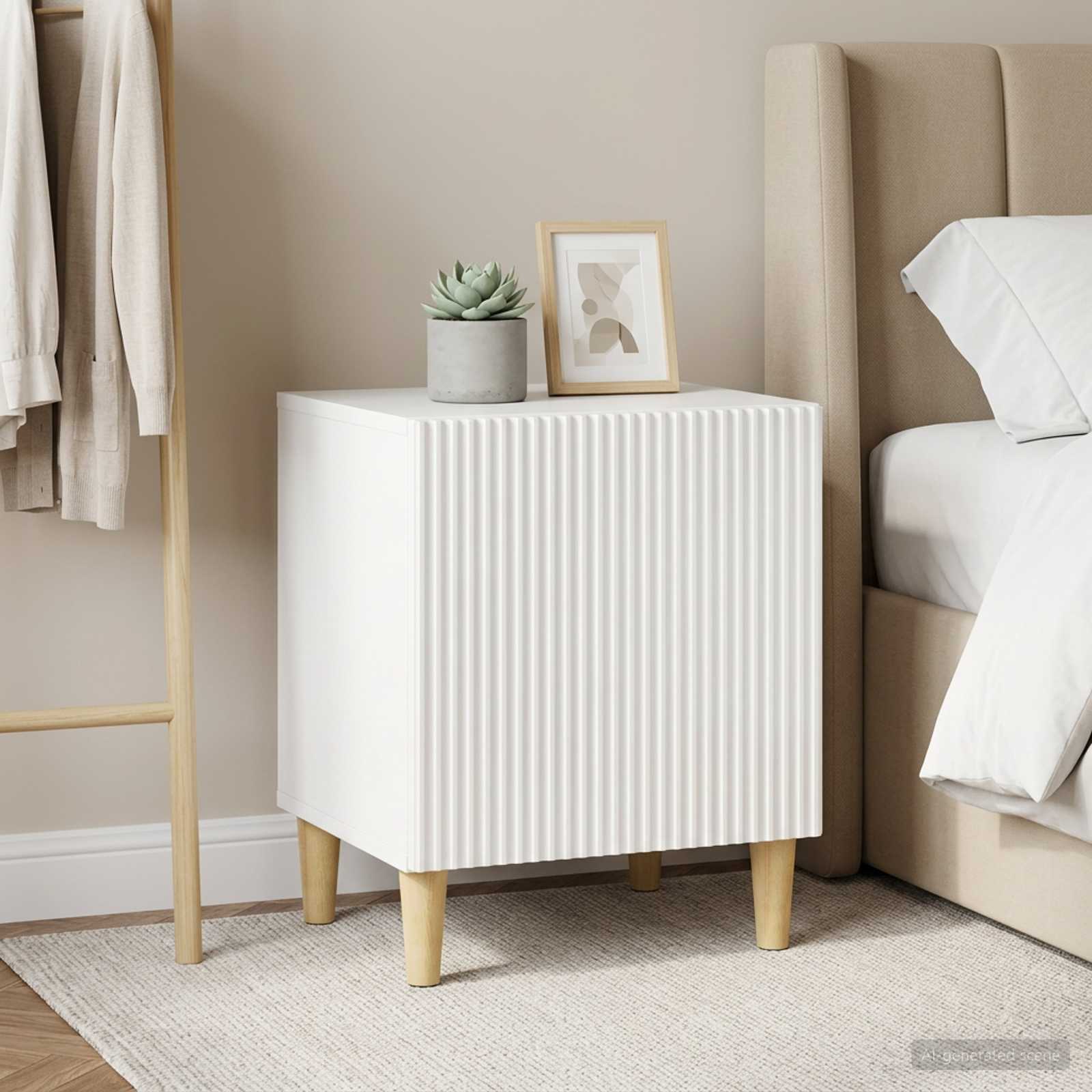 Šalia lovos spintelė 2 pcs Itin blizgi balta 43 x 34,5 x 50 cm