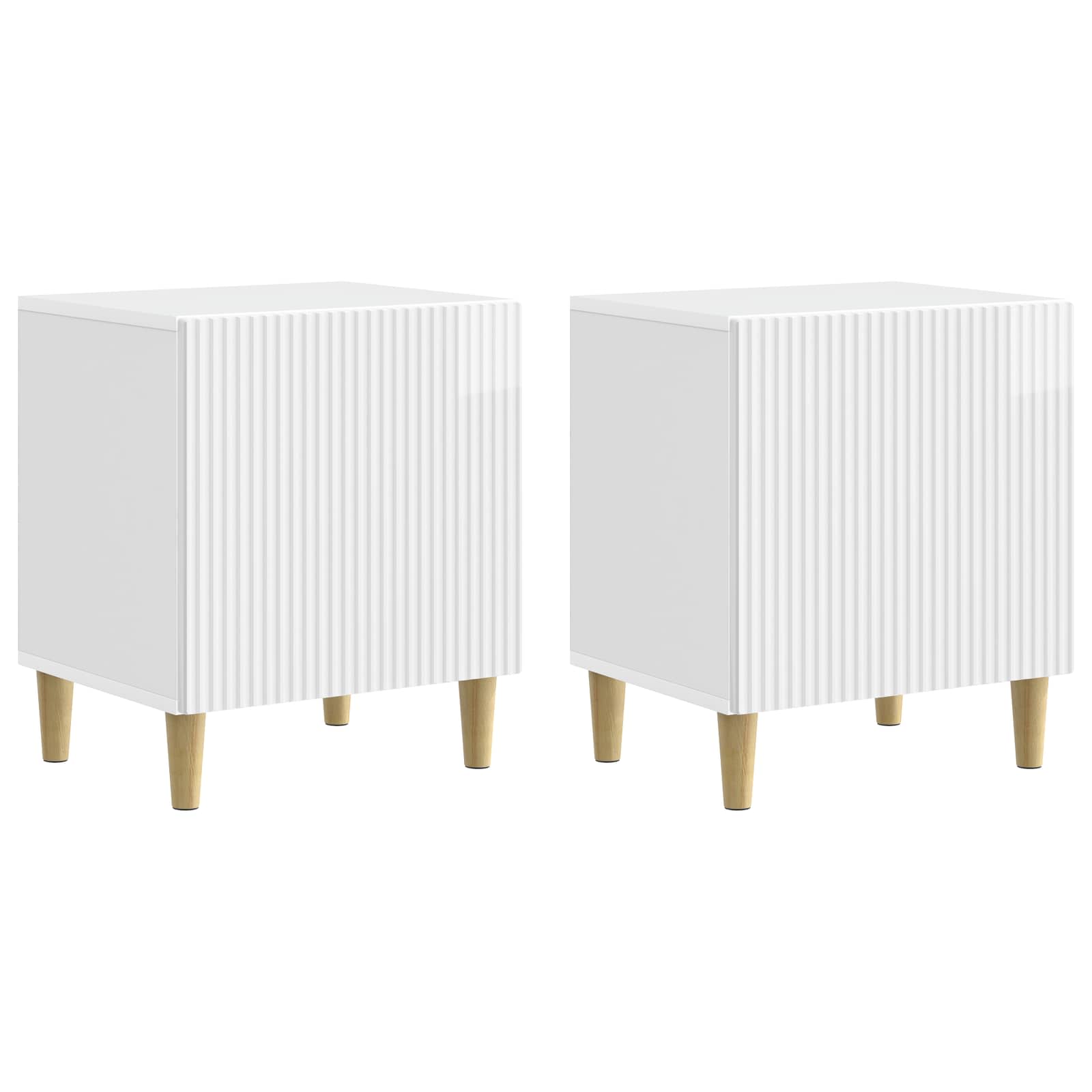 Šalia lovos spintelė 2 pcs Itin blizgi balta 43 x 34,5 x 50 cm