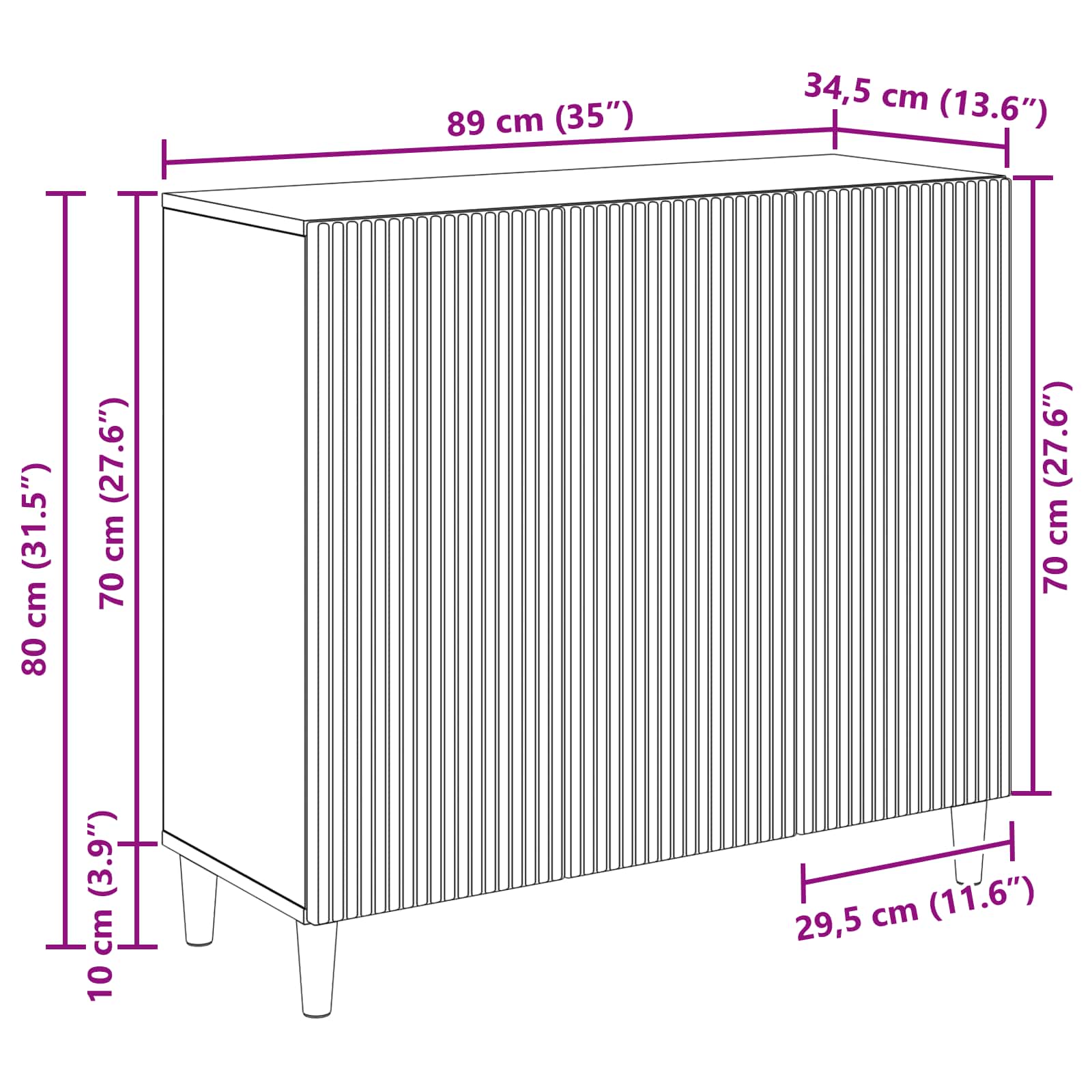 Kumode Melna 89 x 34,5 x 80 cm Apstrādāta koksne