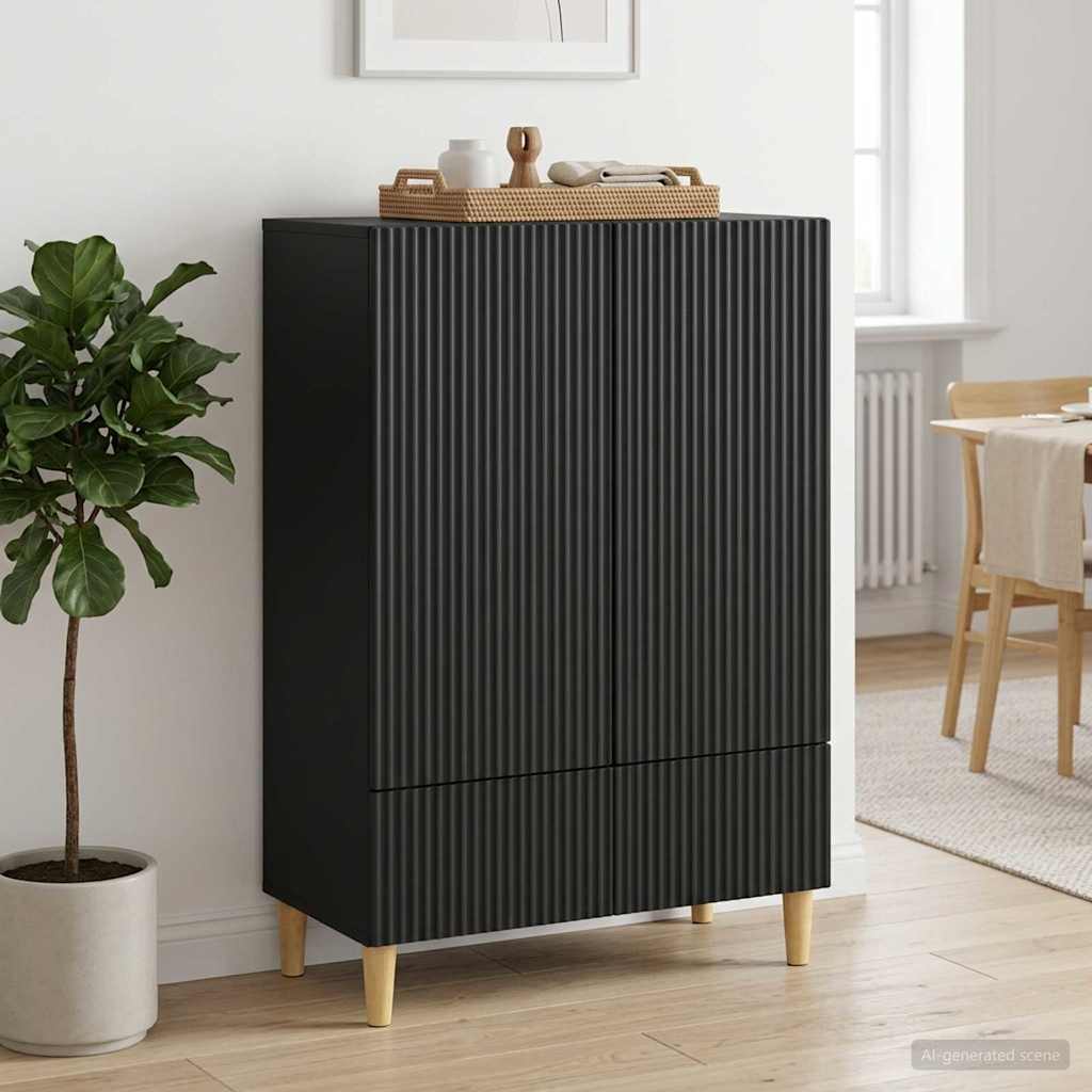 Skapis ar atvilktni Melns 66 x 34,5 x 95 cm Apstrādāta koksne