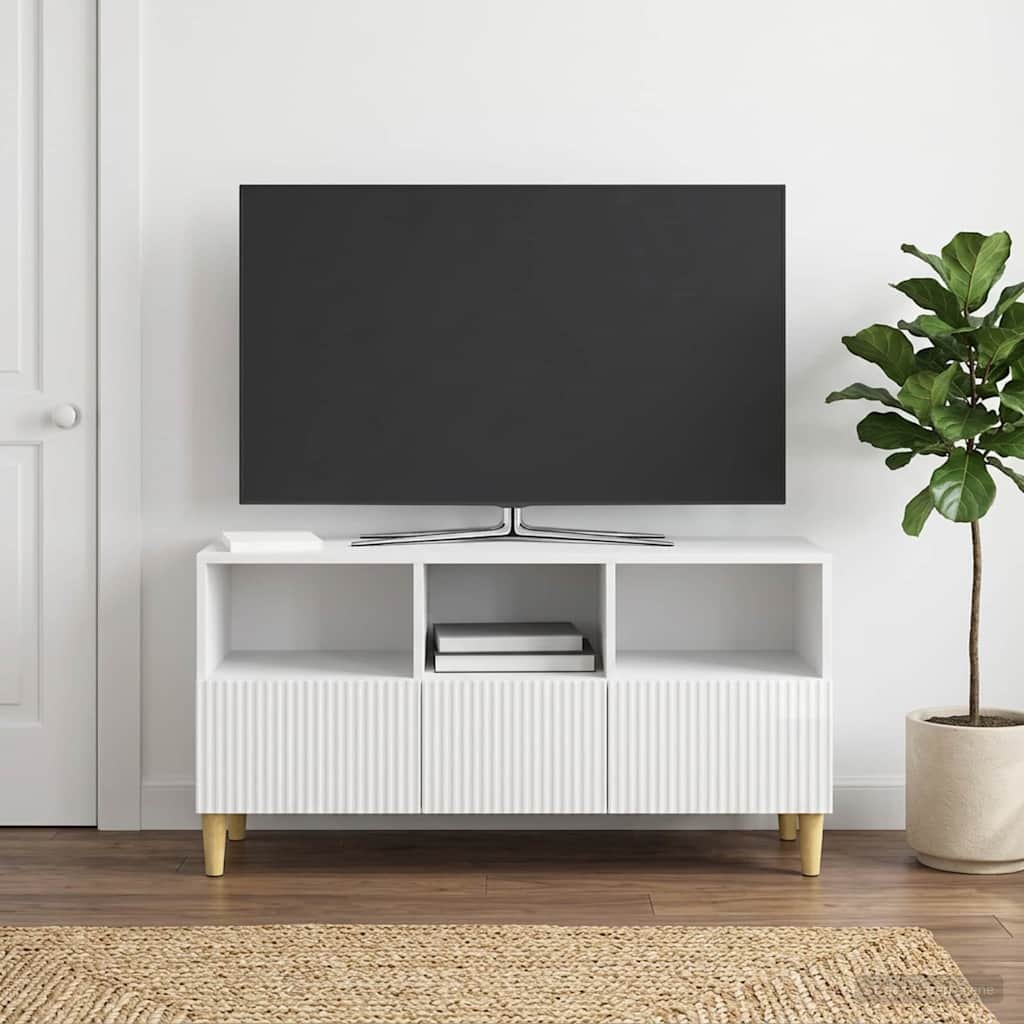Televizoriaus spintelė Itin blizgi balta 102 x 34,5 x 50 cm