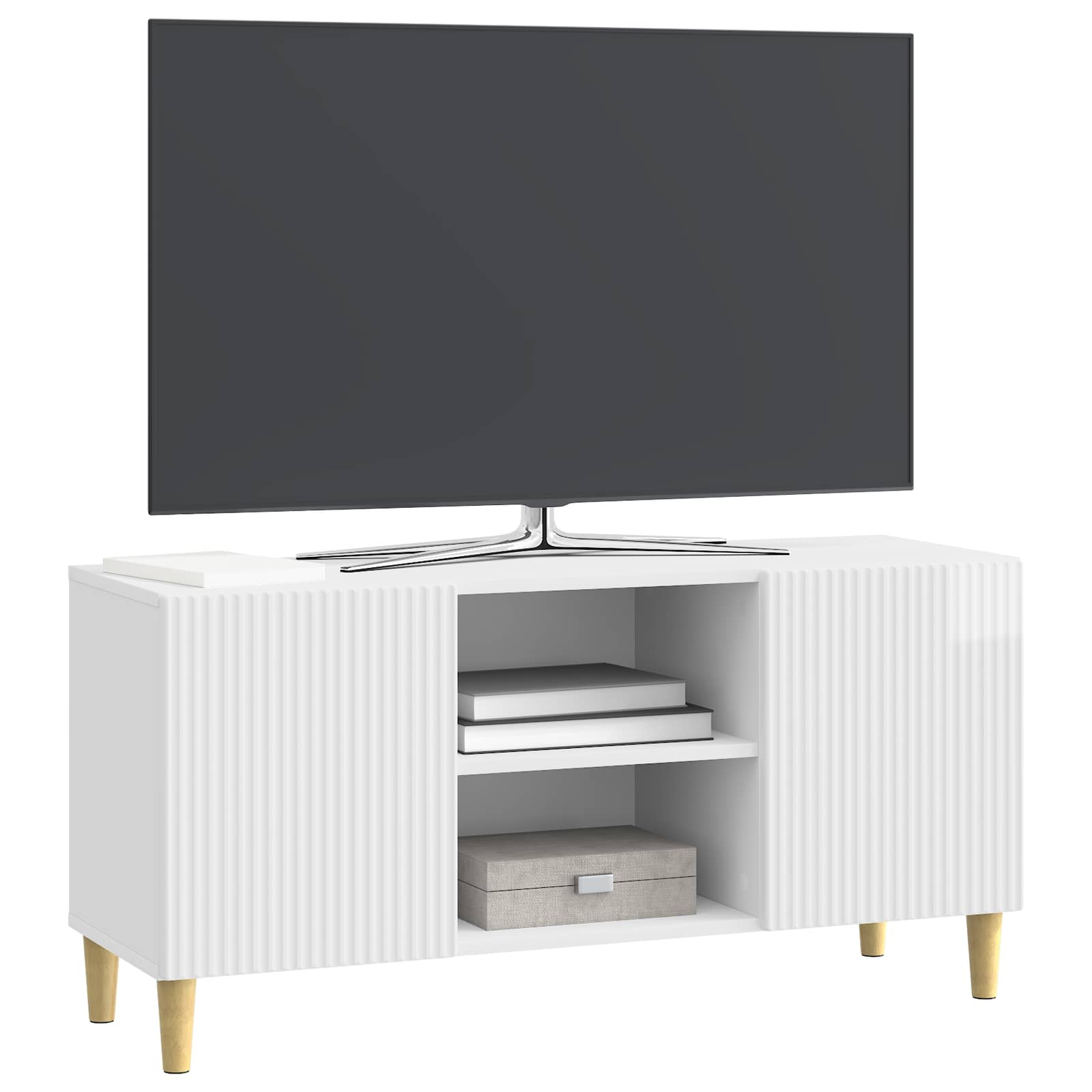 Televizoriaus spintelė Itin blizgi balta 102 x 34,5 x 50 cm