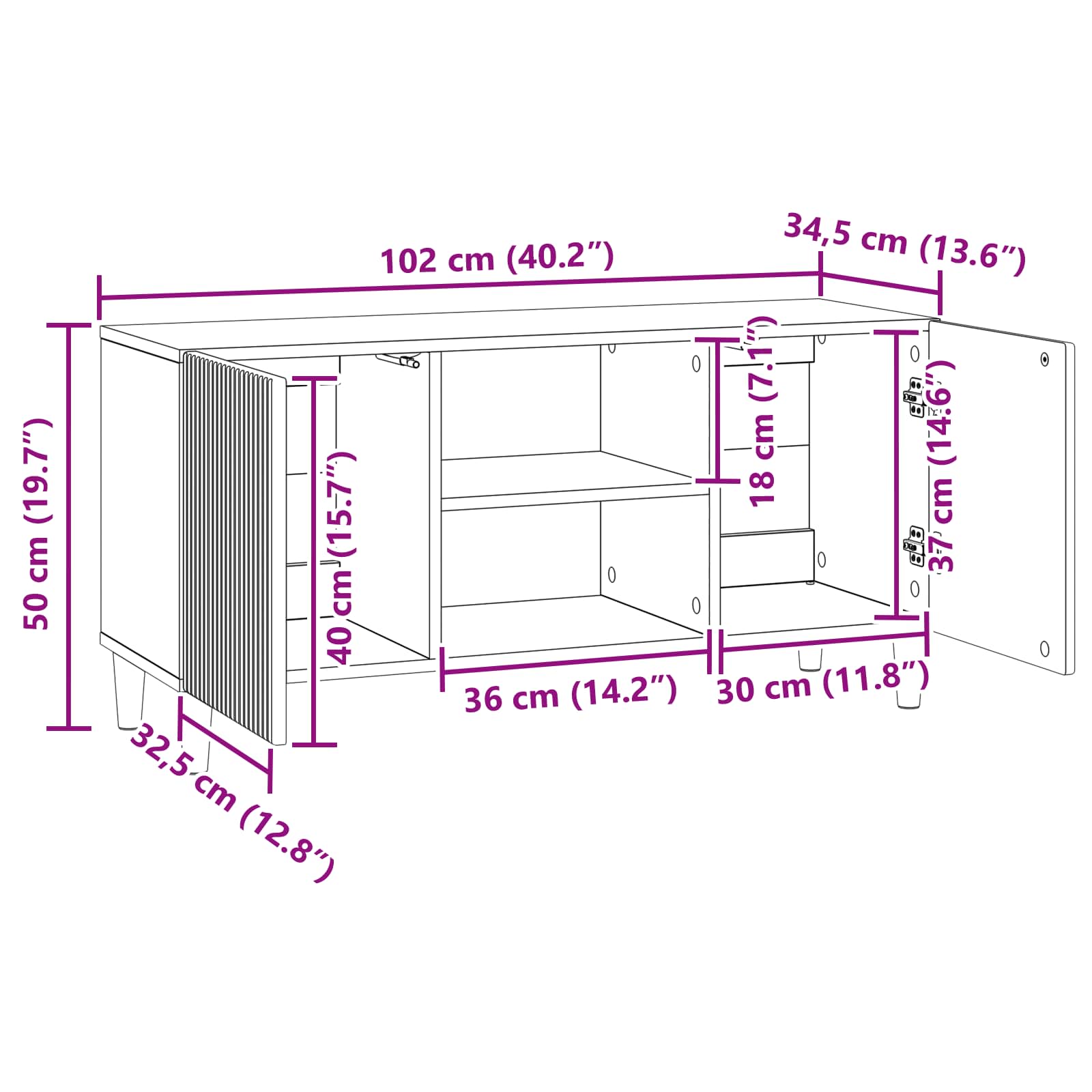 Televizoriaus spintelė Itin blizgi balta 102 x 34,5 x 50 cm