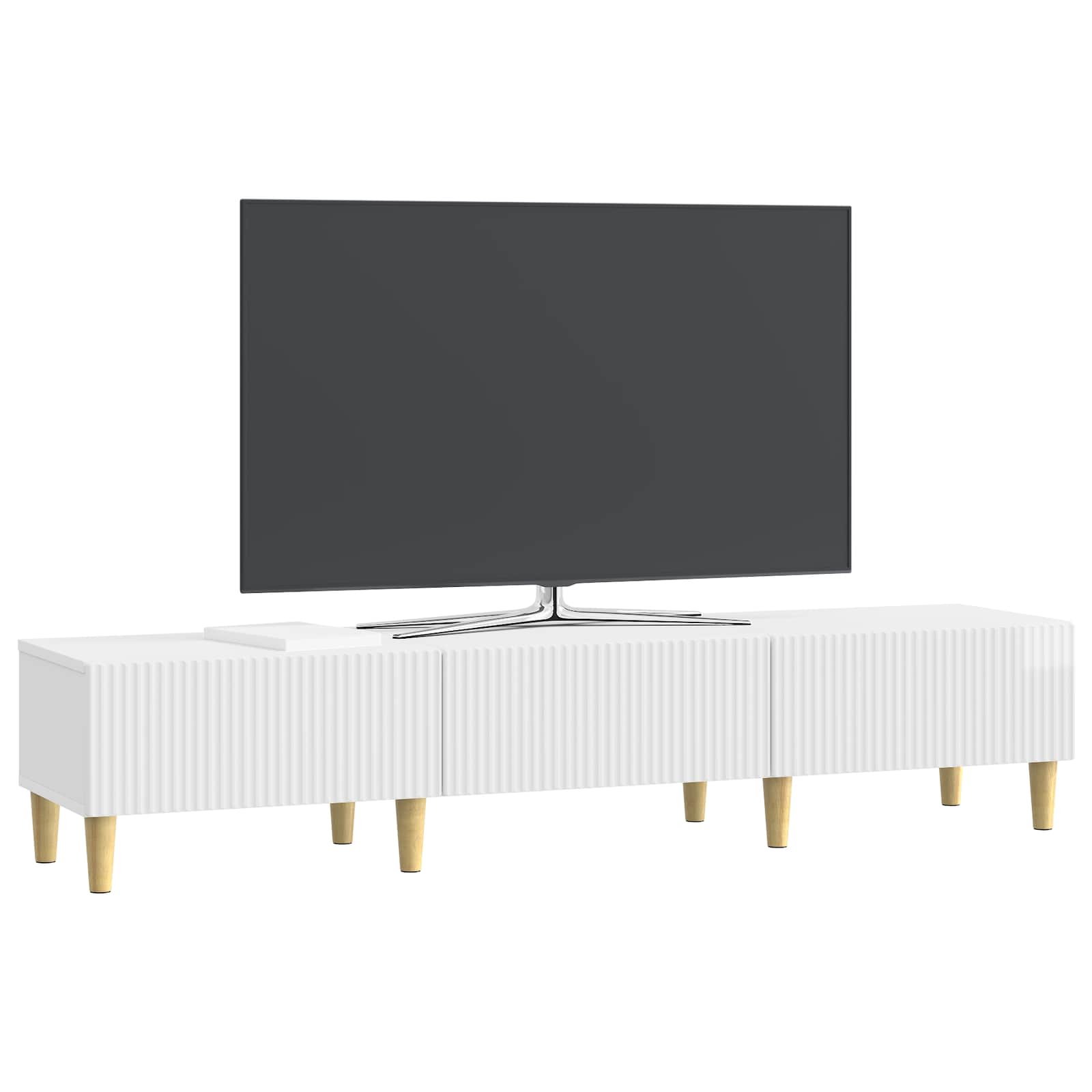 TV skapītis, īpaši spīdīgs balts, 147 x 34,5 x 30 cm