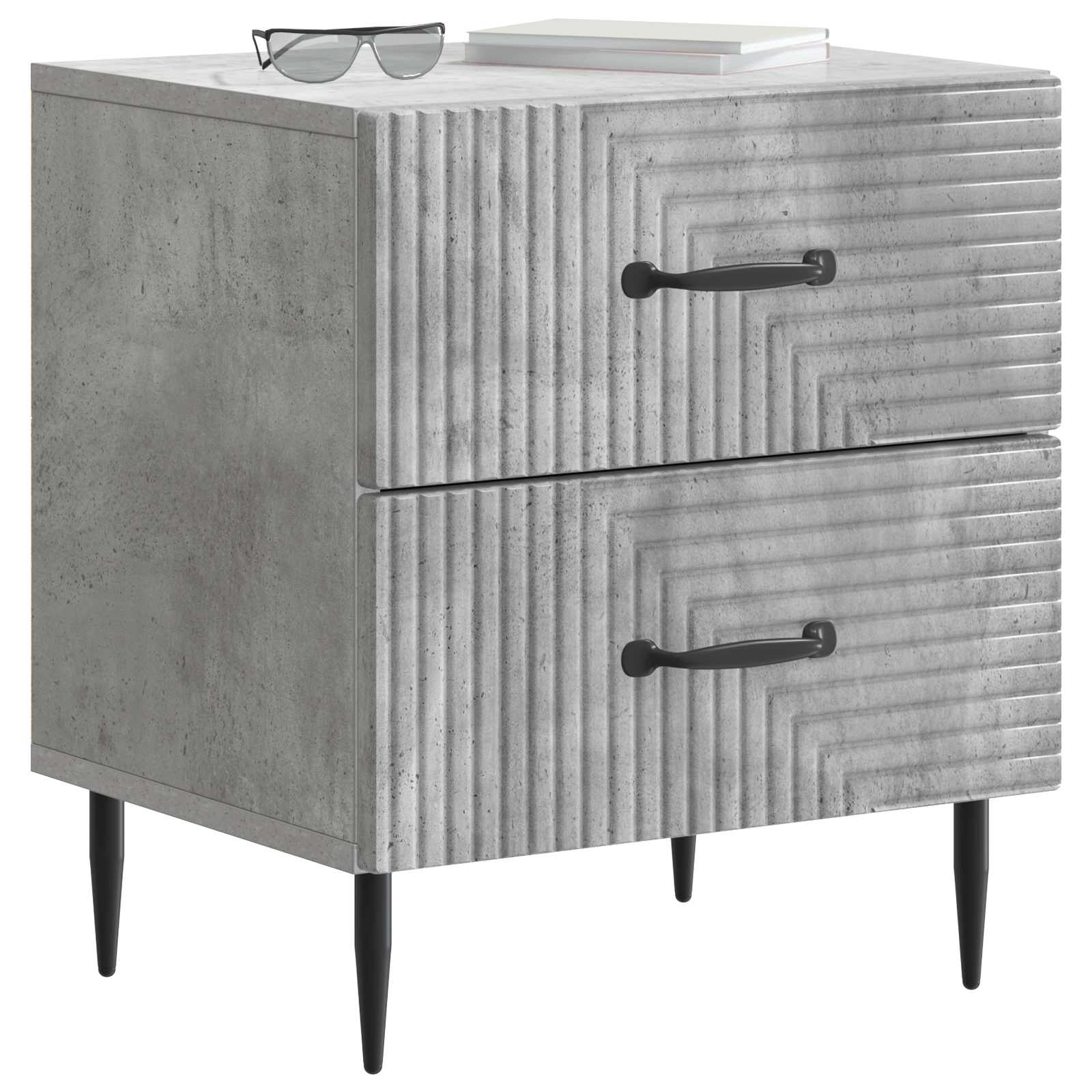 Šalia lovos spintelė 2 pcs Betono pilka 43 x 34,5 x 47,5 cm