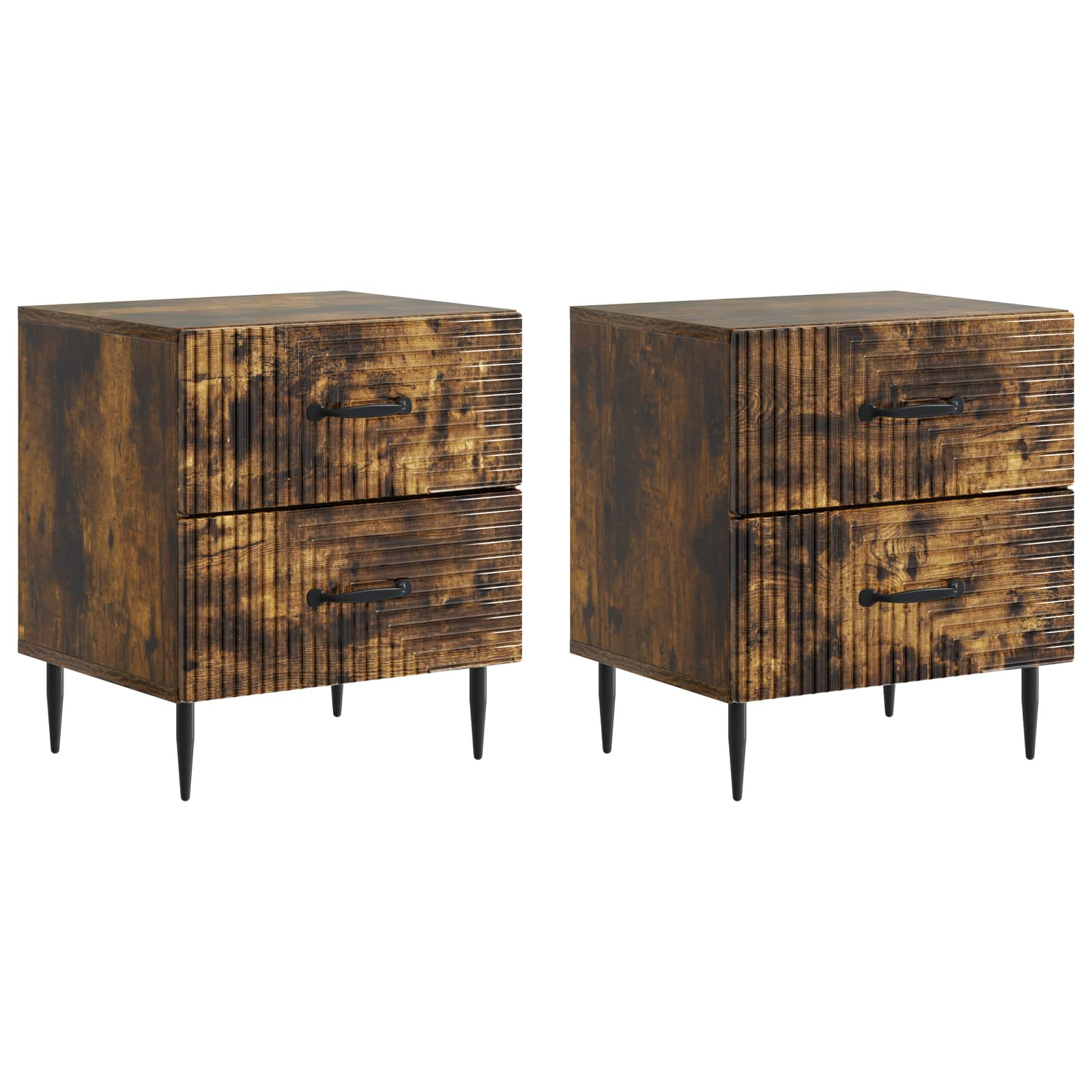 Šalia lovos spintelė 2 pcs Dūminio ąžuolo 43 x 34,5 x 47,5 cm