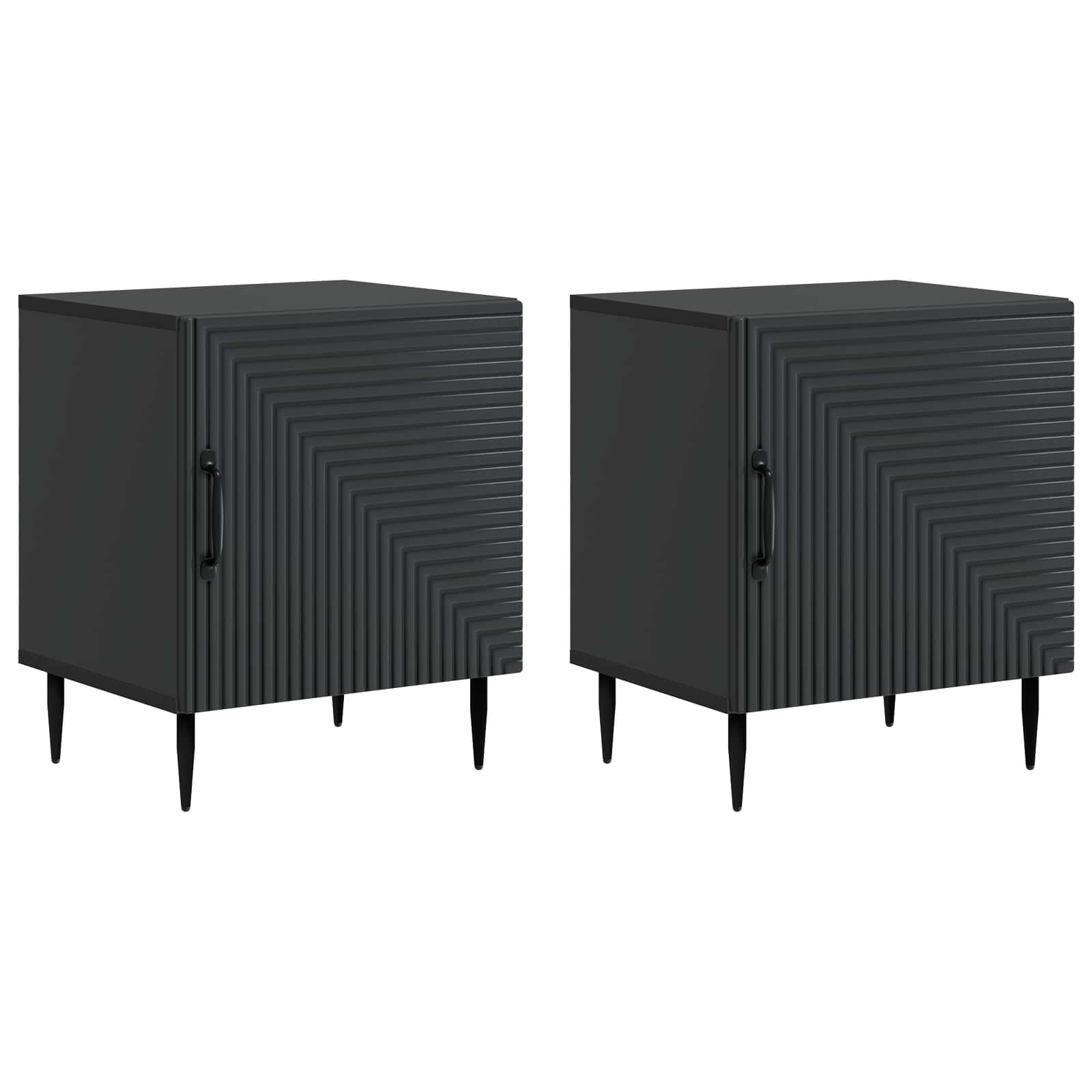 Šalia lovos spintelė 2 pcs Juoda 43 x 34,5 x 50 cm