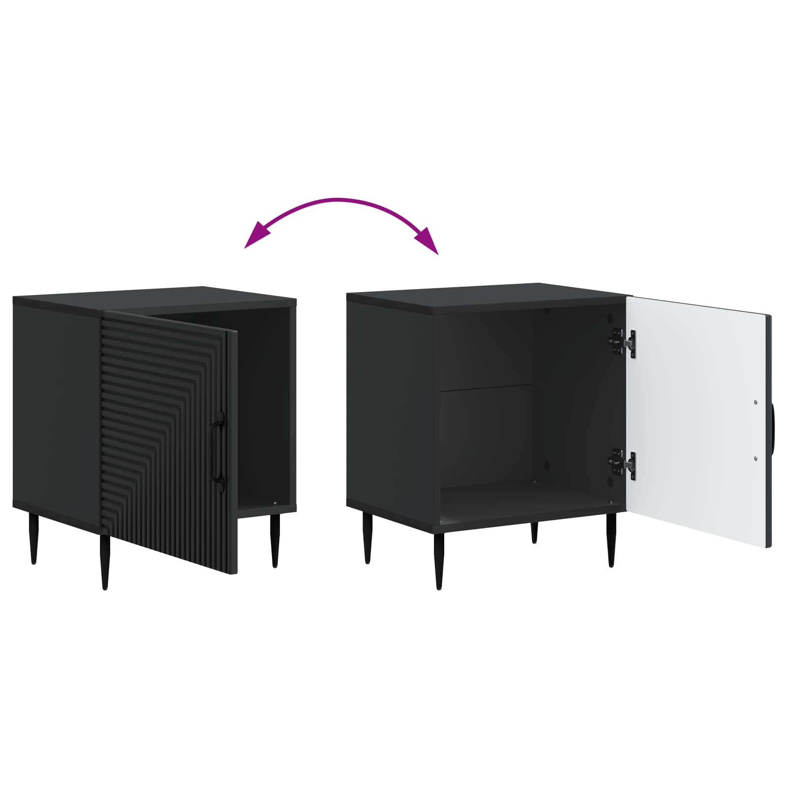 Šalia lovos spintelė 2 pcs Juoda 43 x 34,5 x 50 cm
