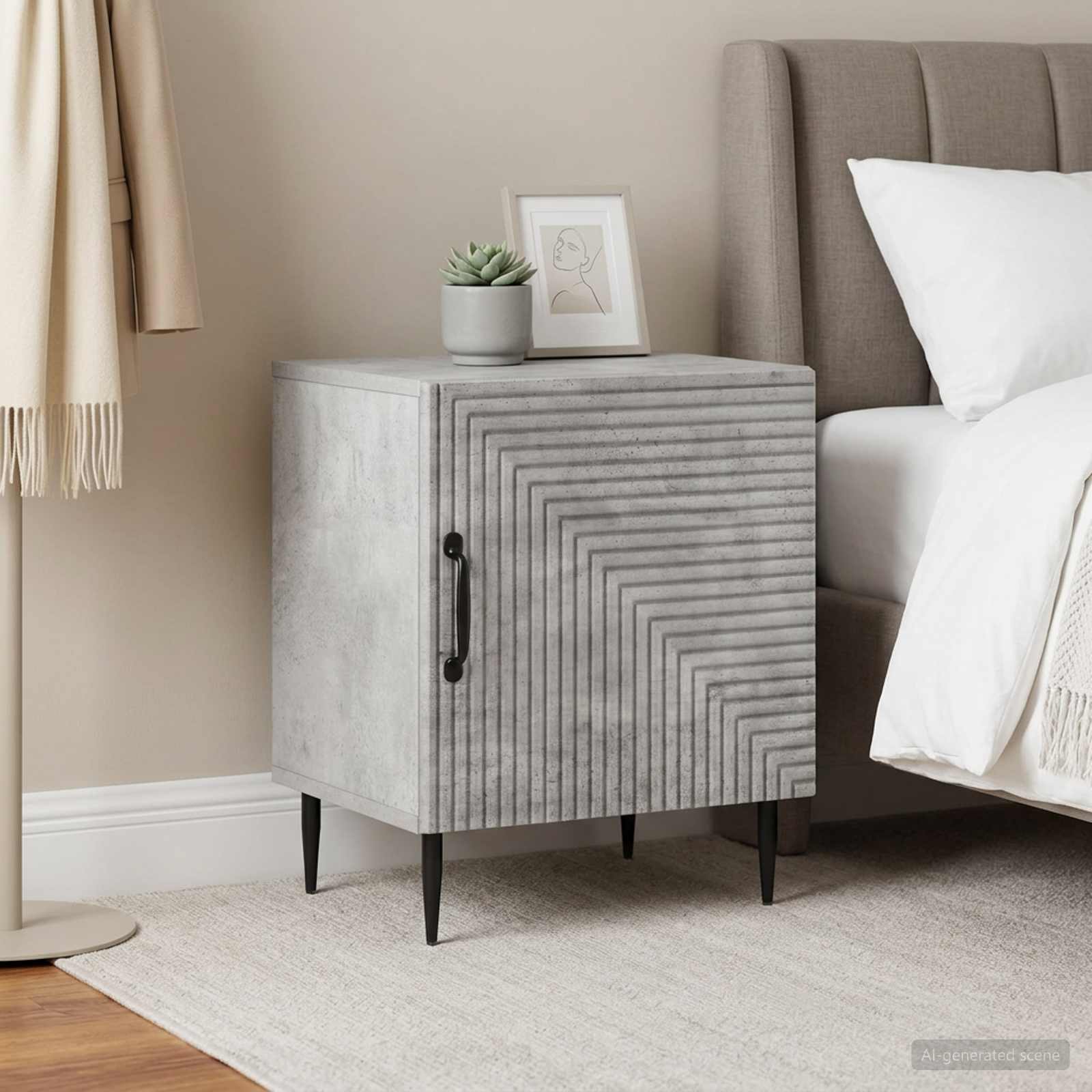 Šalia lovos spintelė 2 pcs Betono pilka 43 x 34,5 x 50 cm