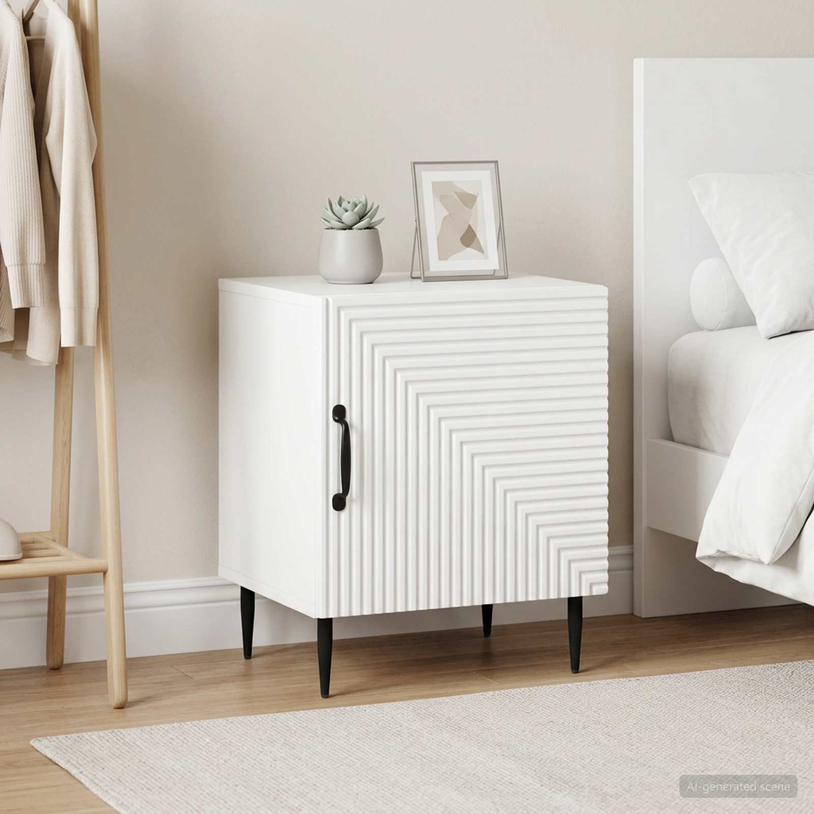 Šalia lovos spintelė 2 pcs Itin blizgi balta 43 x 34,5 x 50 cm